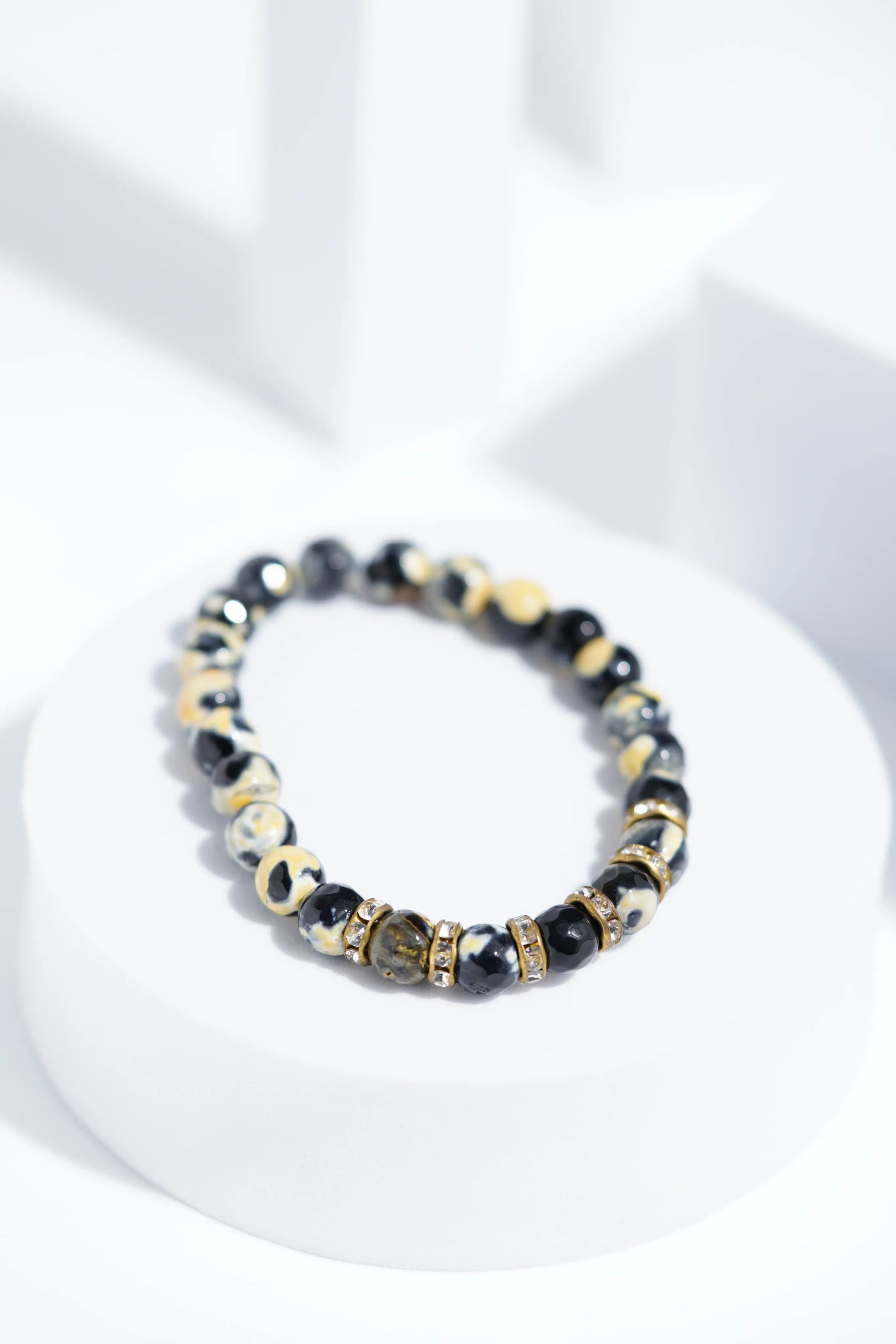 Black & Yellow Diamond Bead Bracelets | Unisex. worldjewel.in Bead Bracelets