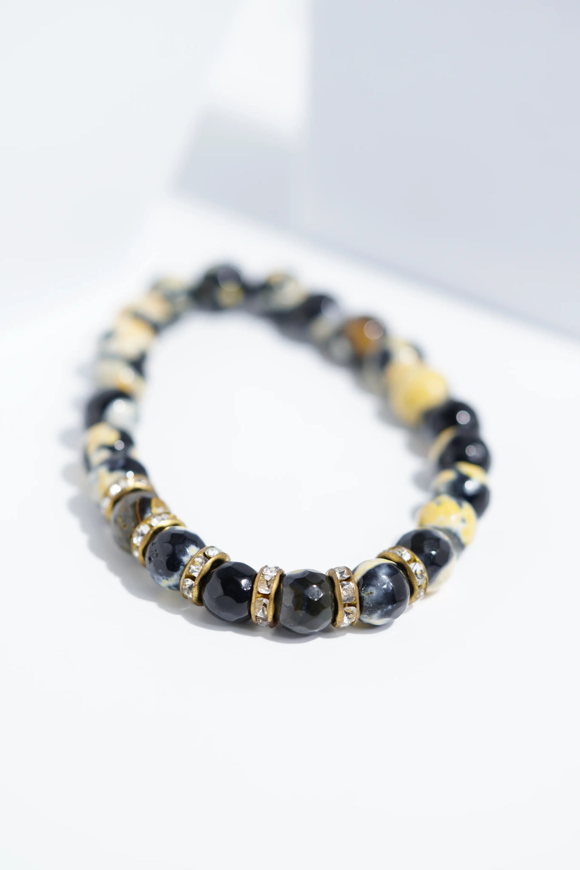 Black & Yellow Diamond Bead Bracelets | Unisex. worldjewel.in Bead Bracelets