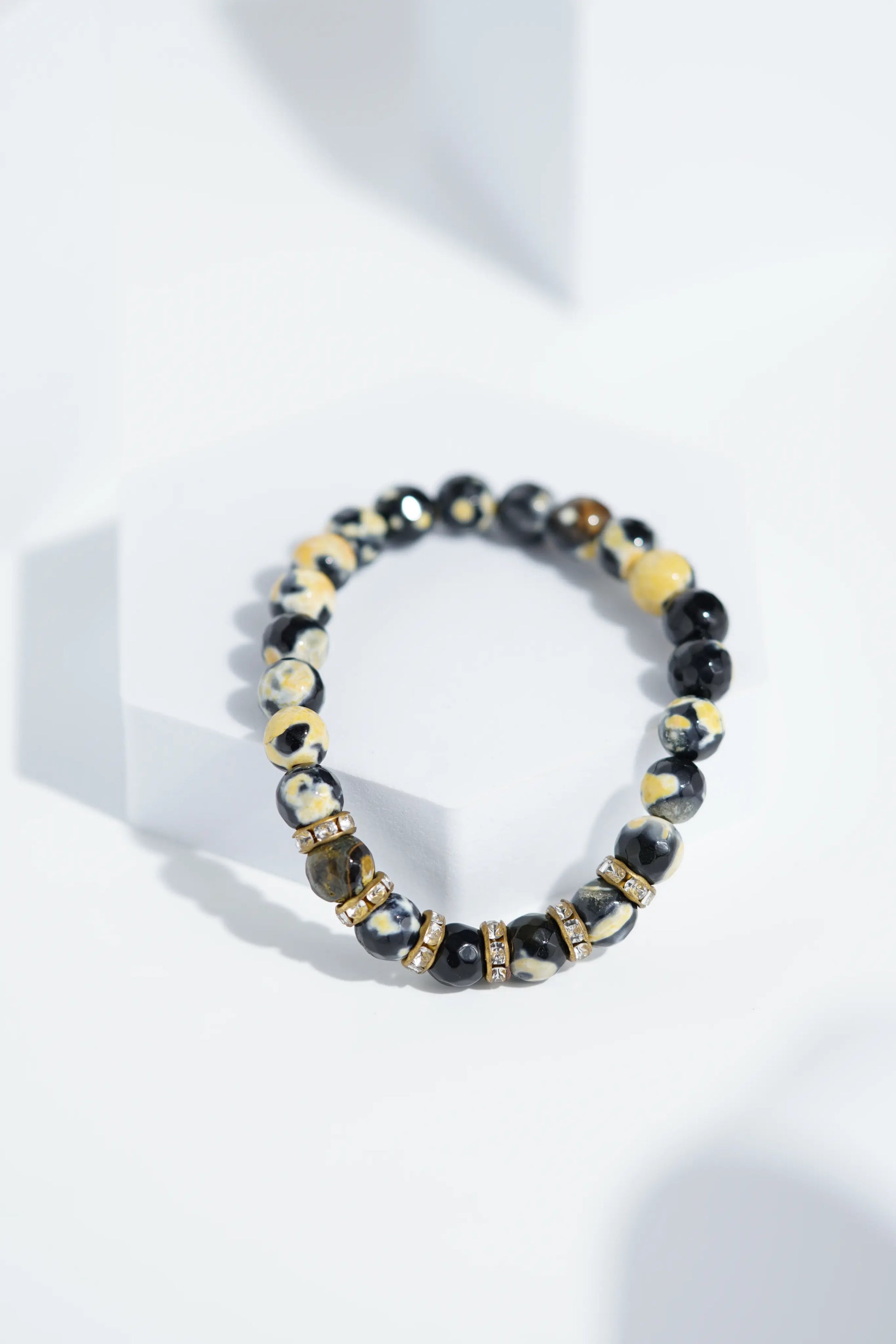 Black & Yellow Diamond Bead Bracelets | Unisex. worldjewel.in Bead Bracelets