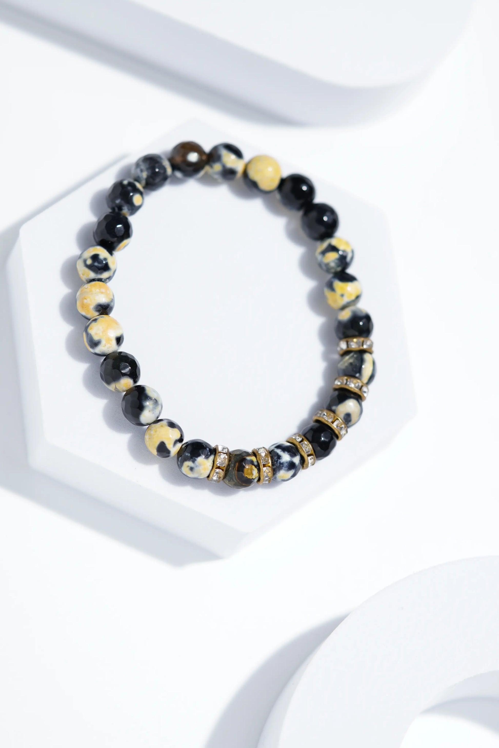 Black & Yellow Diamond Bead Bracelets | Unisex. worldjewel.in Bead Bracelets