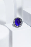 Blue Clear Oval Stone In Sliver Color Stainless Steel Ring For Men. worldjewel.in men's ring