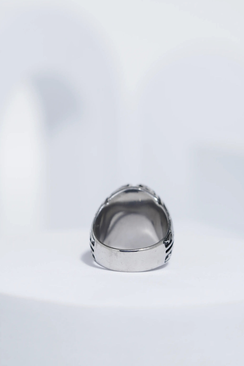Blue Oval Cut Gem Silver Textured Stainless steel Ring For Men. worldjewel.in men's ring