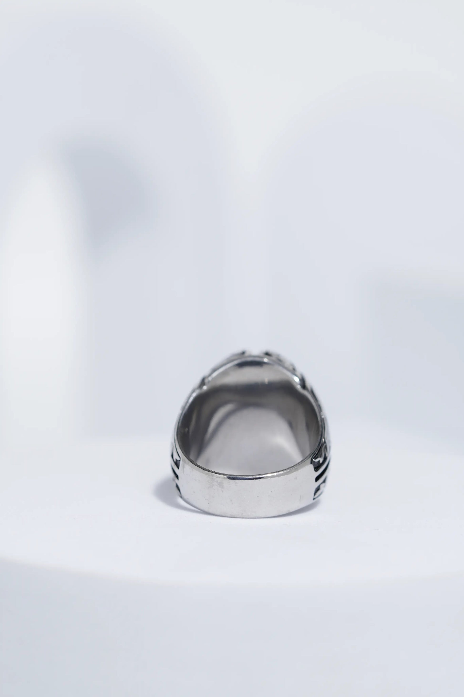 Blue Oval Cut Gem Silver Textured Stainless steel Ring For Men. worldjewel.in men's ring