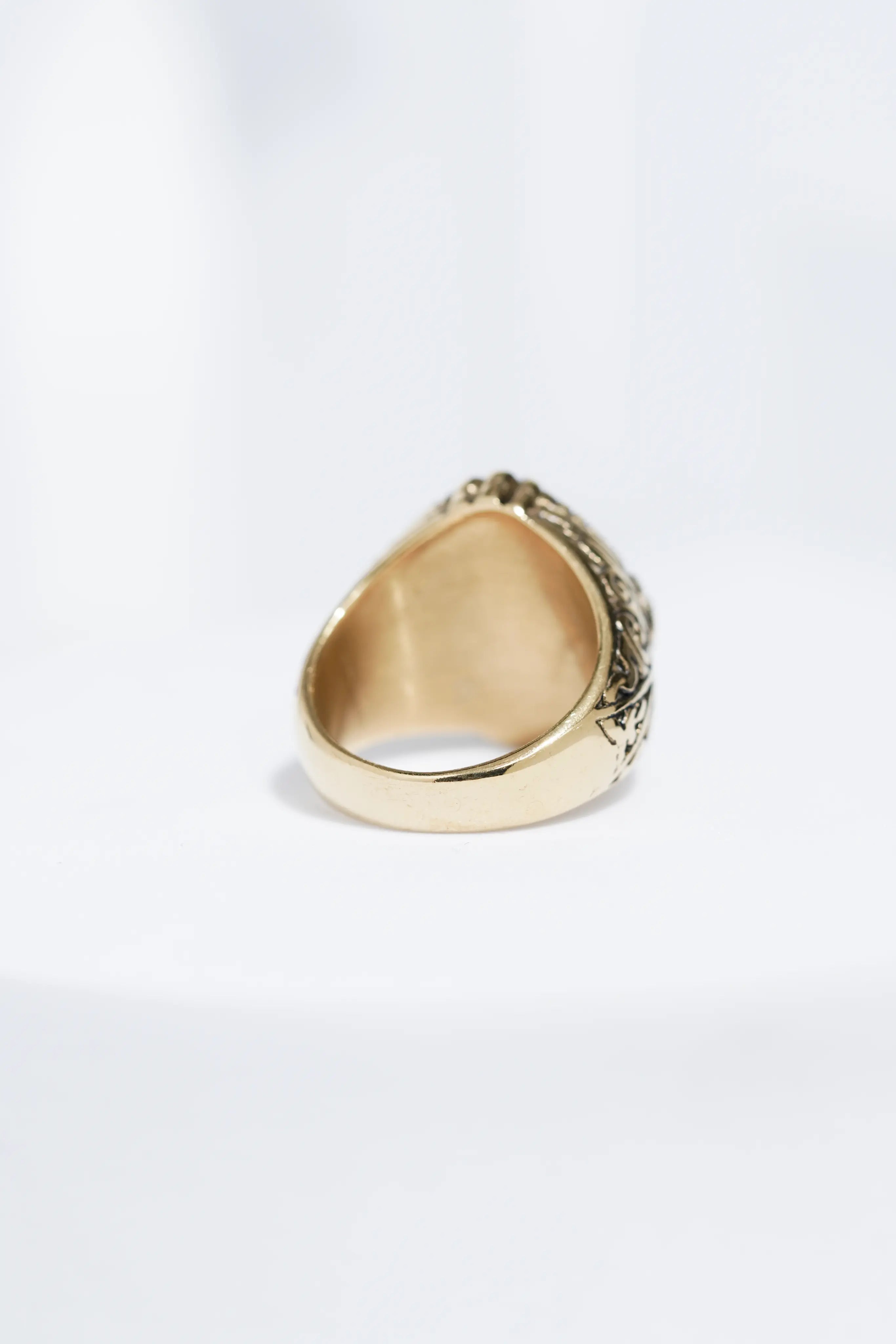 Blue Stone Golden Textured Stainless Steel Ring For Men. worldjewel.in men's ring