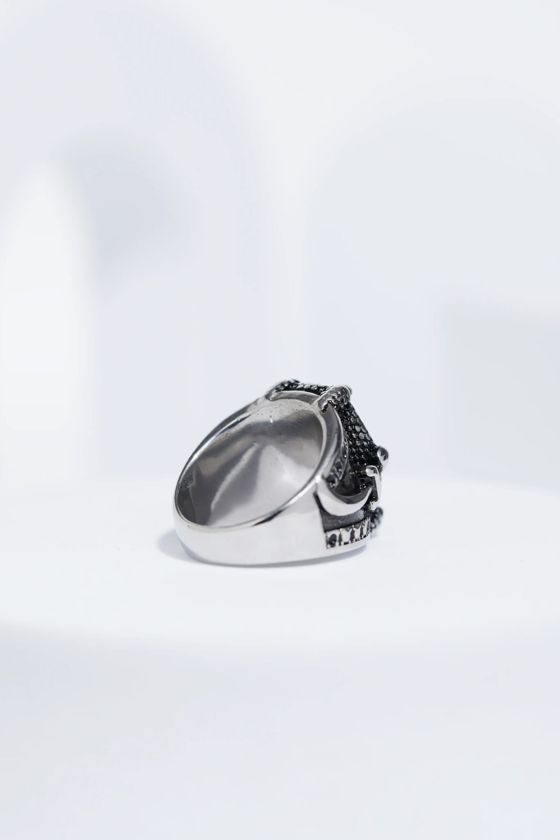 Blue Stone Silver Stone Textured Stainless Steel Ring For Men. worldjewel.in men's ring