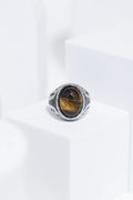 Brown Stone Silver Stainless Steel Ring For Men. worldjewel.in men's ring