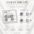 Twin 8mm Cuban Zircon Stud Earrings Set