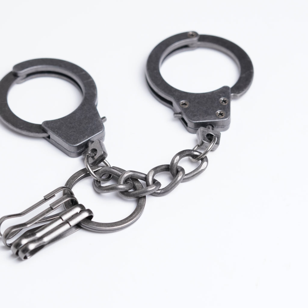 Antique Bronze Industrial Handcuff Keychain - Vintage Style
