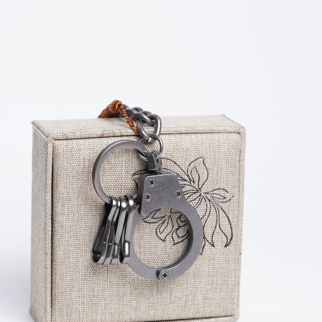 Antique Bronze Industrial Handcuff Keychain - Vintage Style