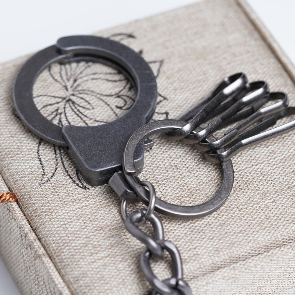 Antique Bronze Industrial Handcuff Keychain - Vintage Style