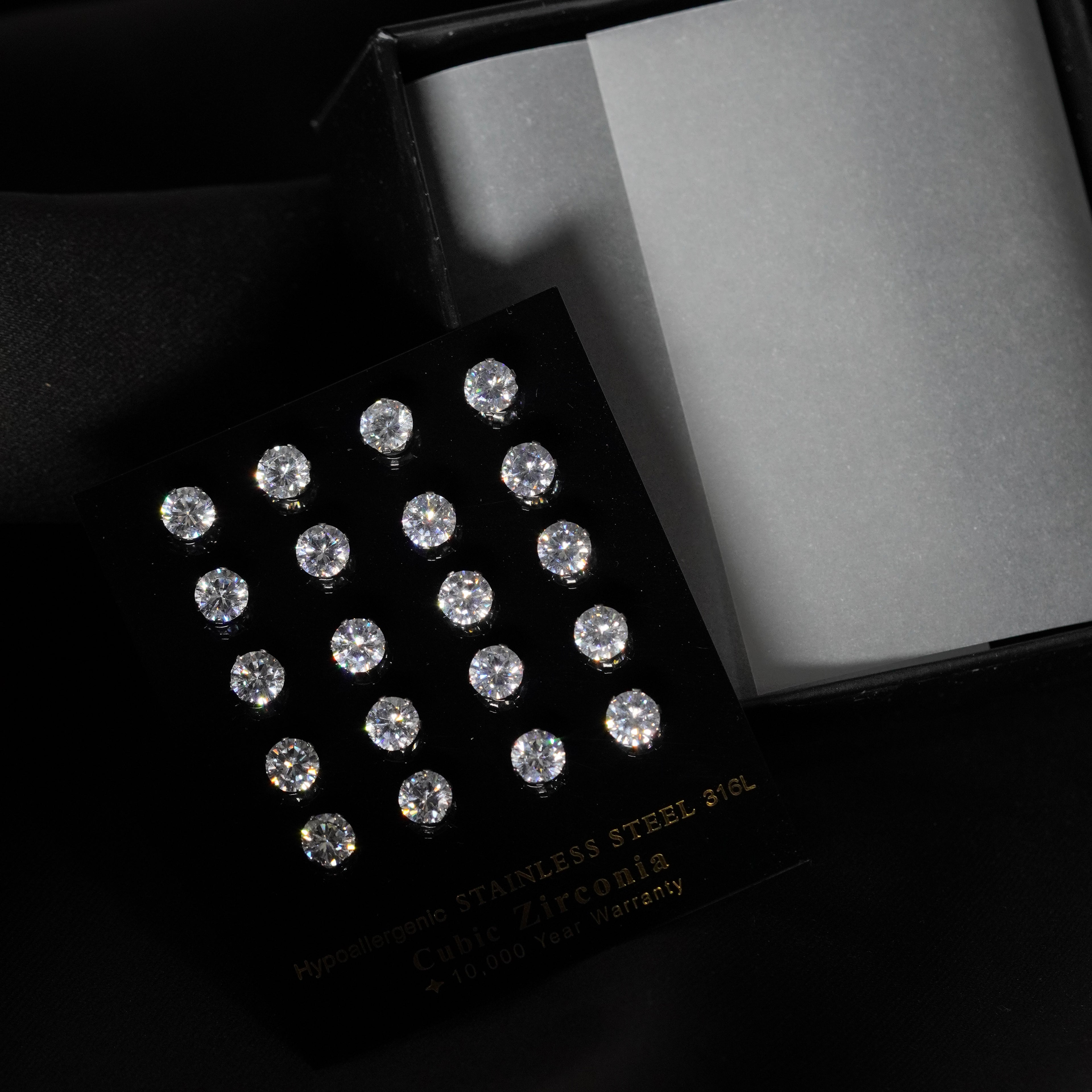 10: X Circle Cuban Zircon Diamond Studs UNISEX Set of 20pcs. (6 MM)