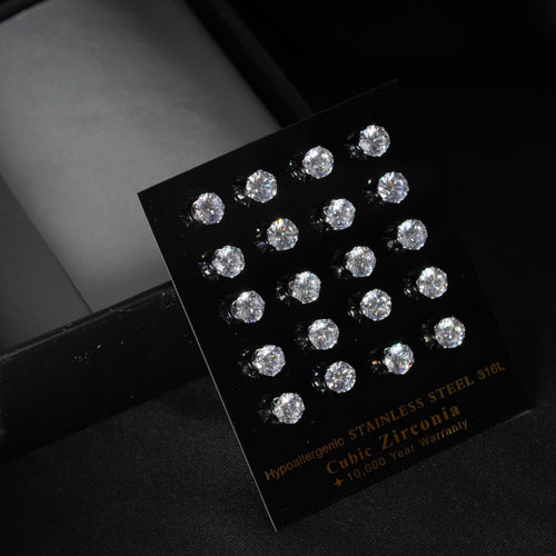 10: X Circle Cuban Zircon Diamond Studs UNISEX Set of 20pcs. (6 MM)