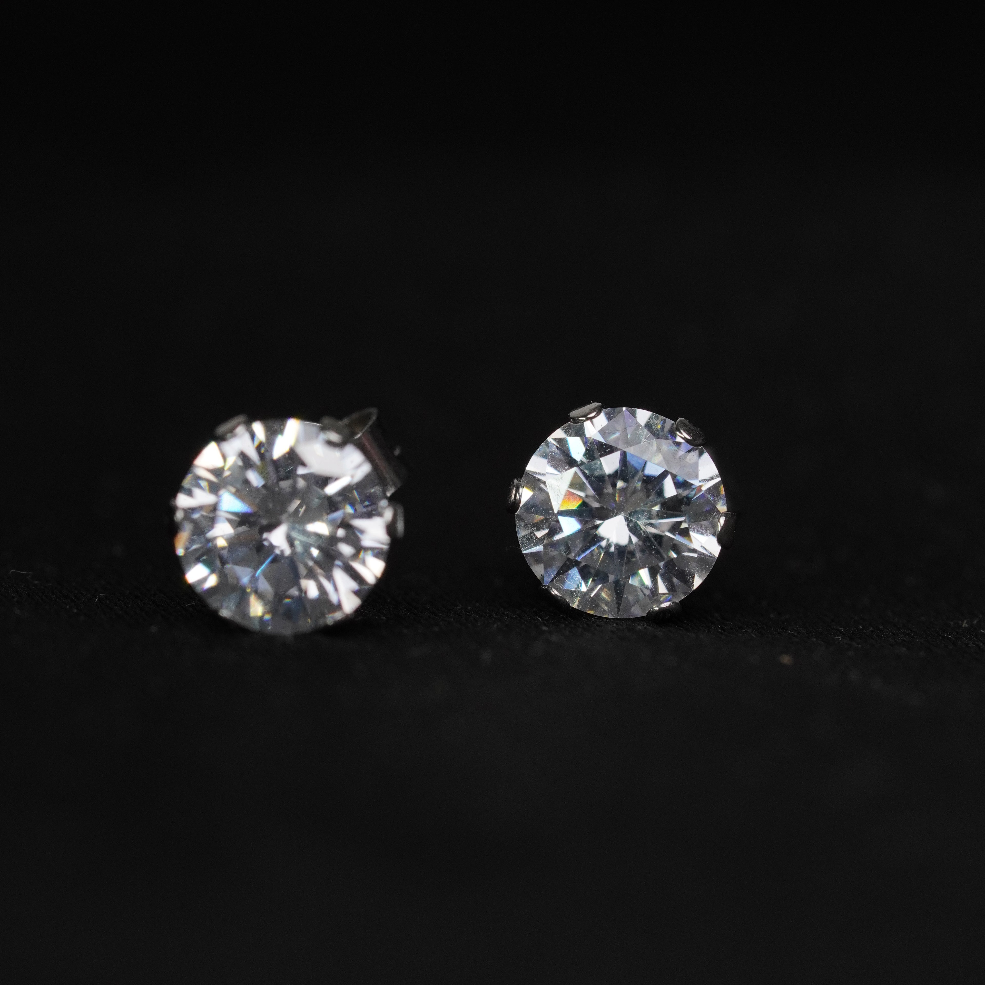 Twin 8mm Cuban Zircon Stud Earrings Set