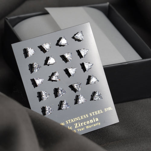 4: bold Tri Cuban Zircon Diamound Studs UNISEX Set of 20pcs. (6 MM)