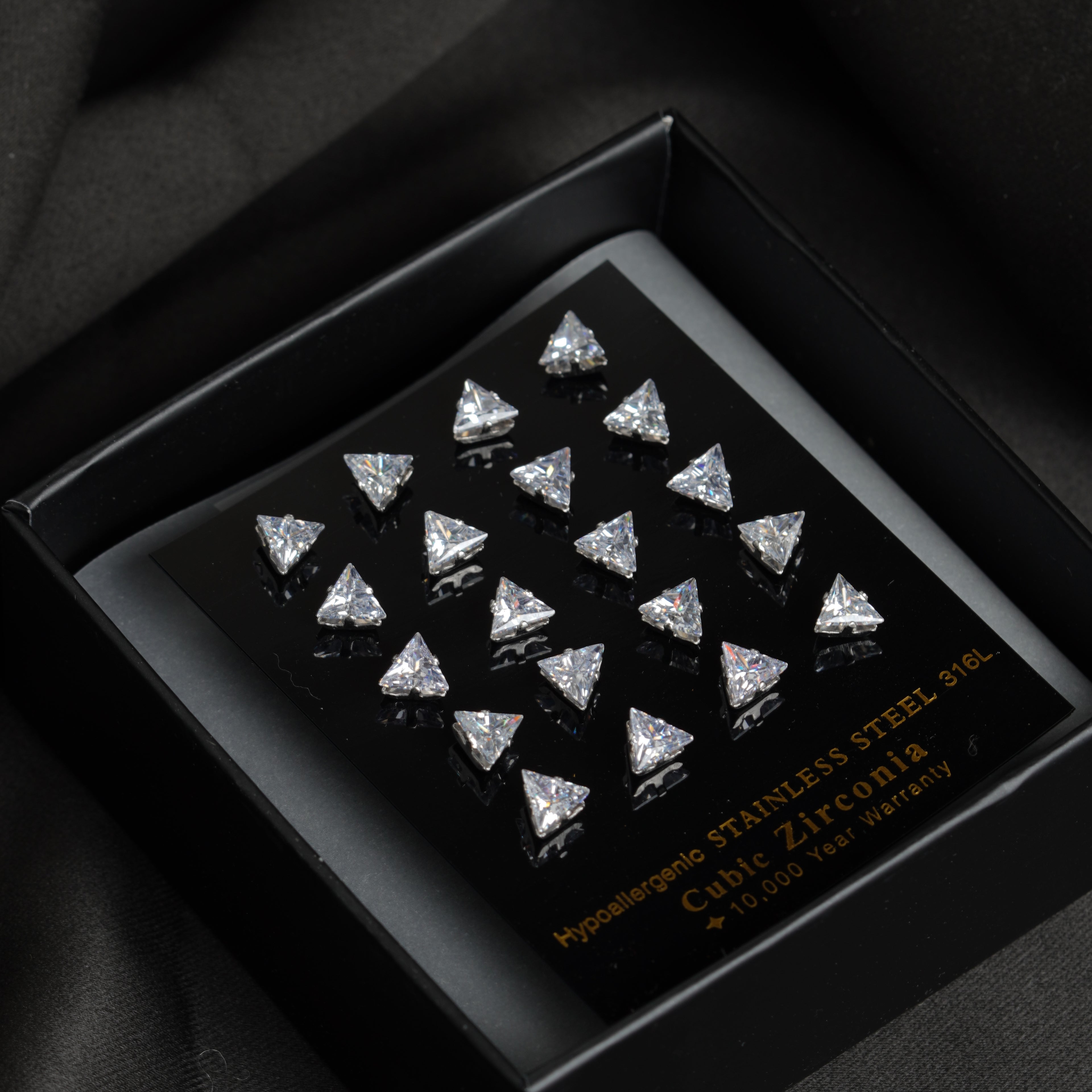 4: bold Tri Cuban Zircon Diamound Studs UNISEX Set of 20pcs. (6 MM)