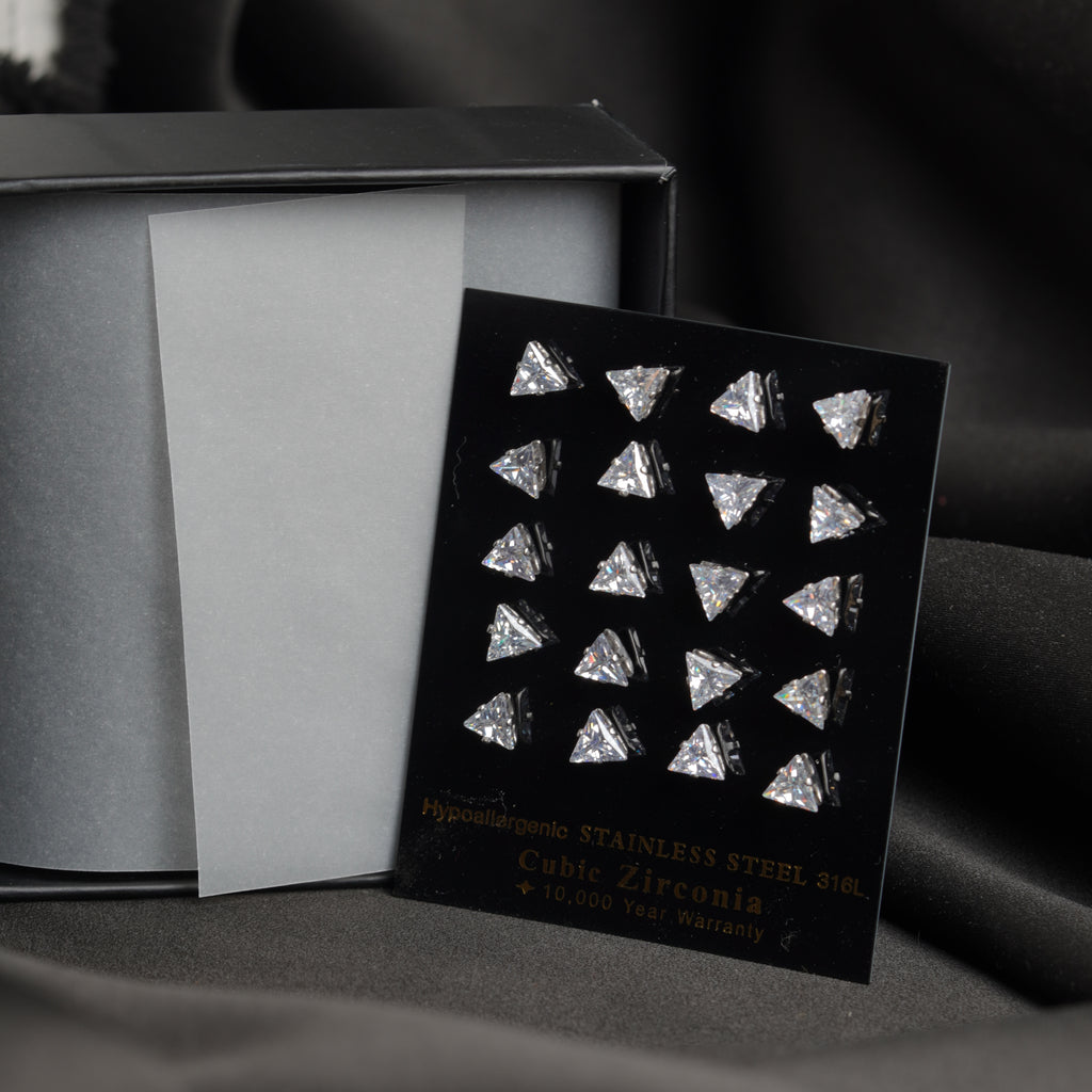 4: bold Tri Cuban Zircon Diamound Studs UNISEX Set of 20pcs. (6 MM)