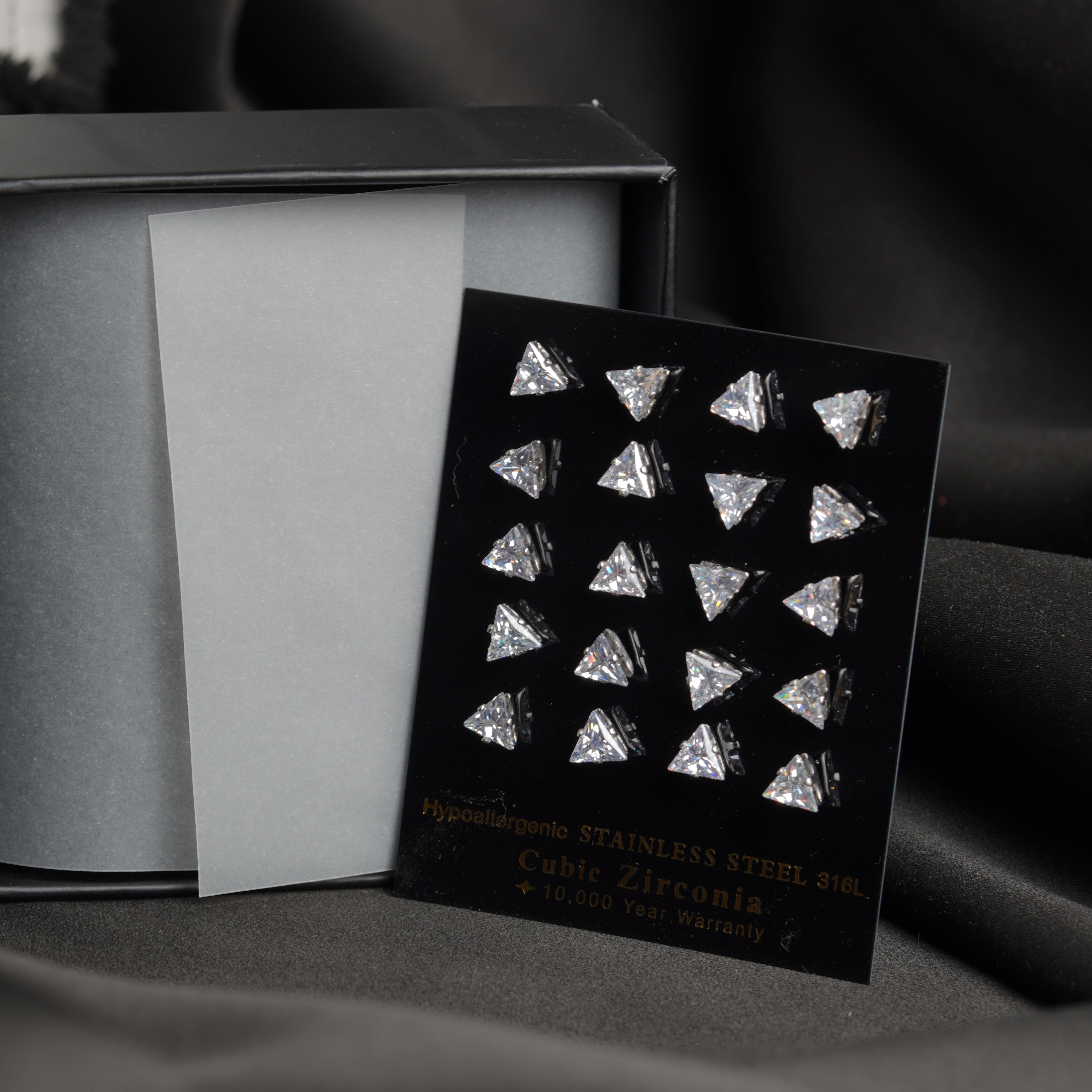 4: bold Tri Cuban Zircon Diamound Studs UNISEX Set of 20pcs. (6 MM)