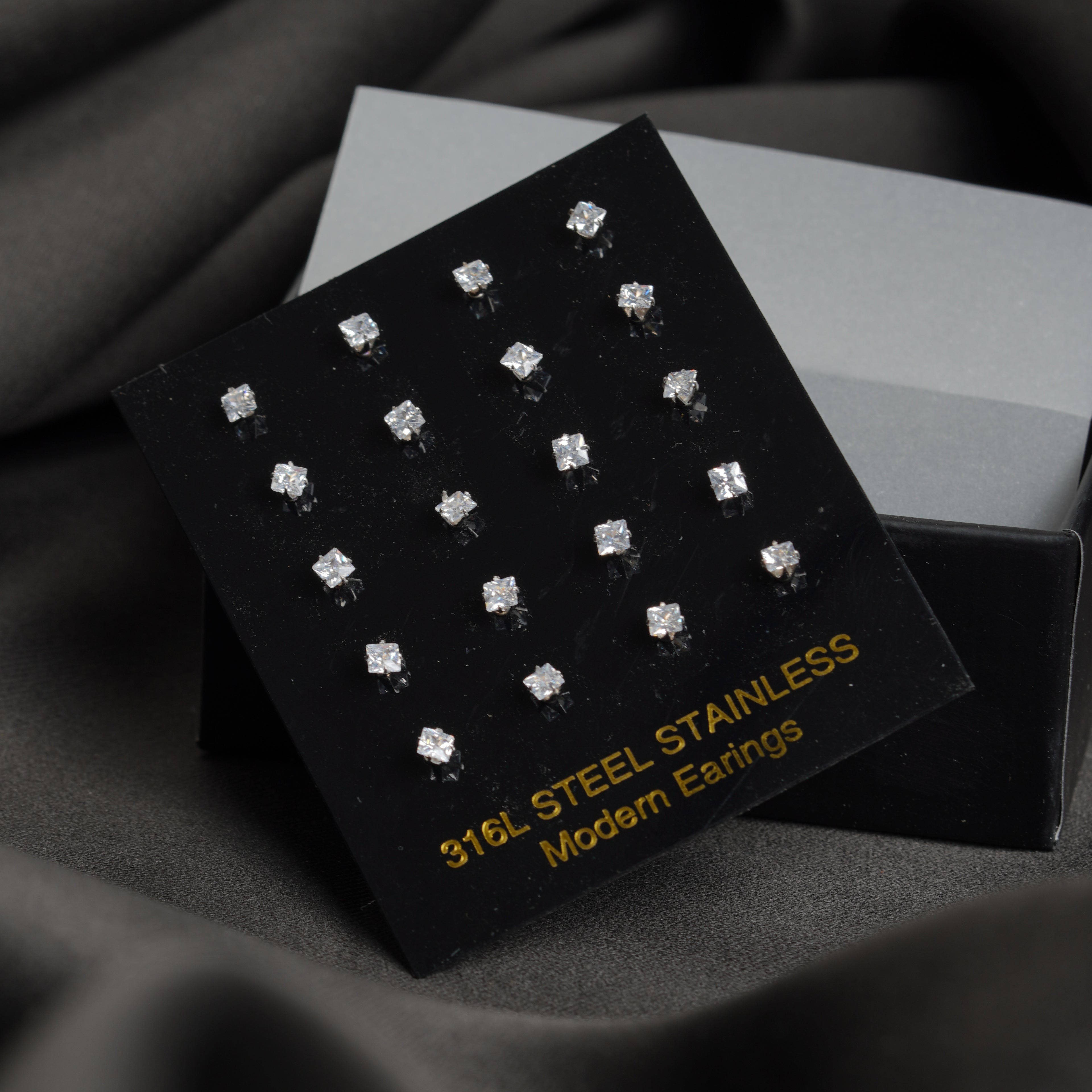 11: MINI Square Cuban Zircon Diamound Studs UNISEX Set of 20pcs. (3 MM)