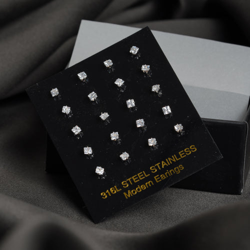 11: MINI Square Cuban Zircon Diamound Studs UNISEX Set of 20pcs. (3 MM)