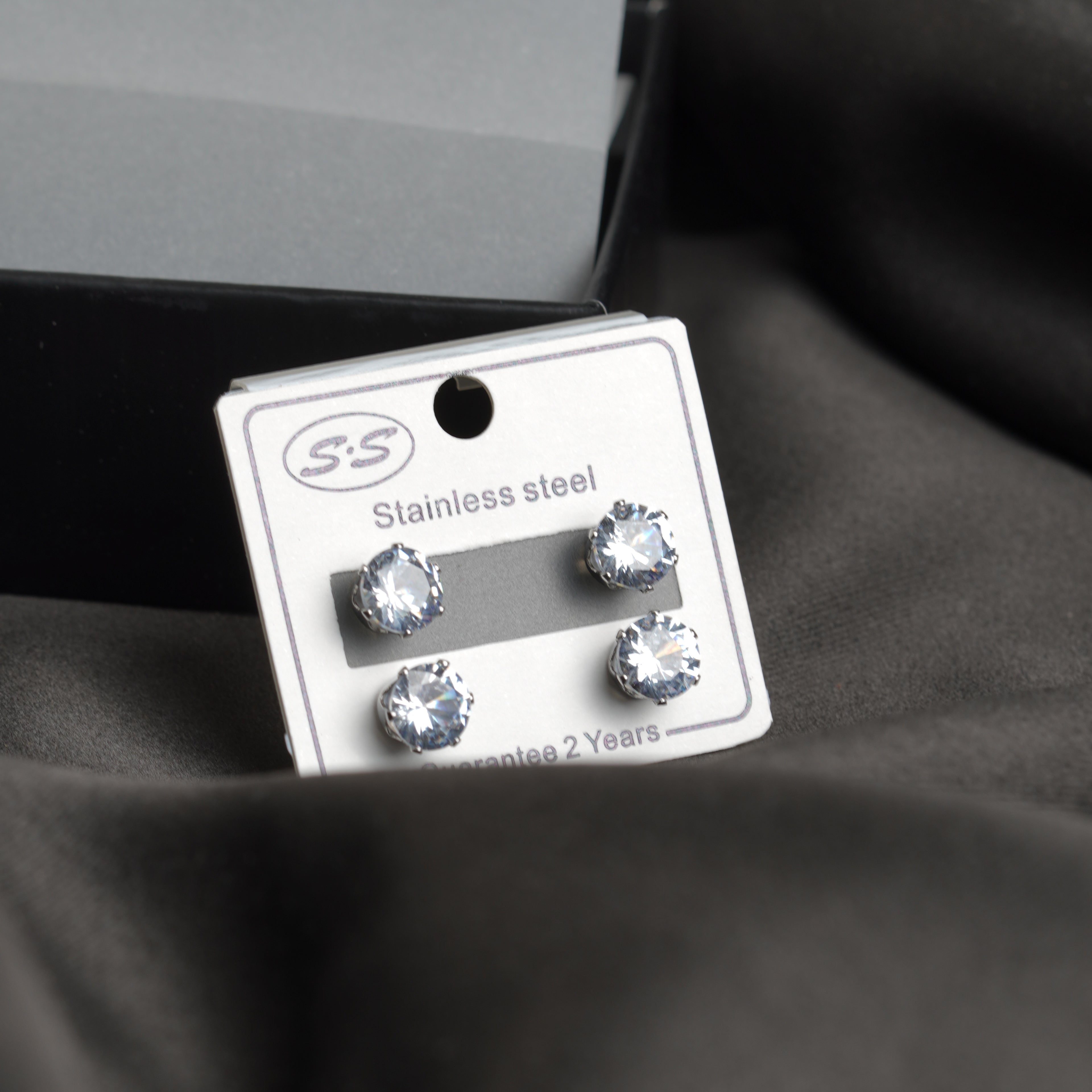 Twin 8mm Cuban Zircon Stud Earrings Set