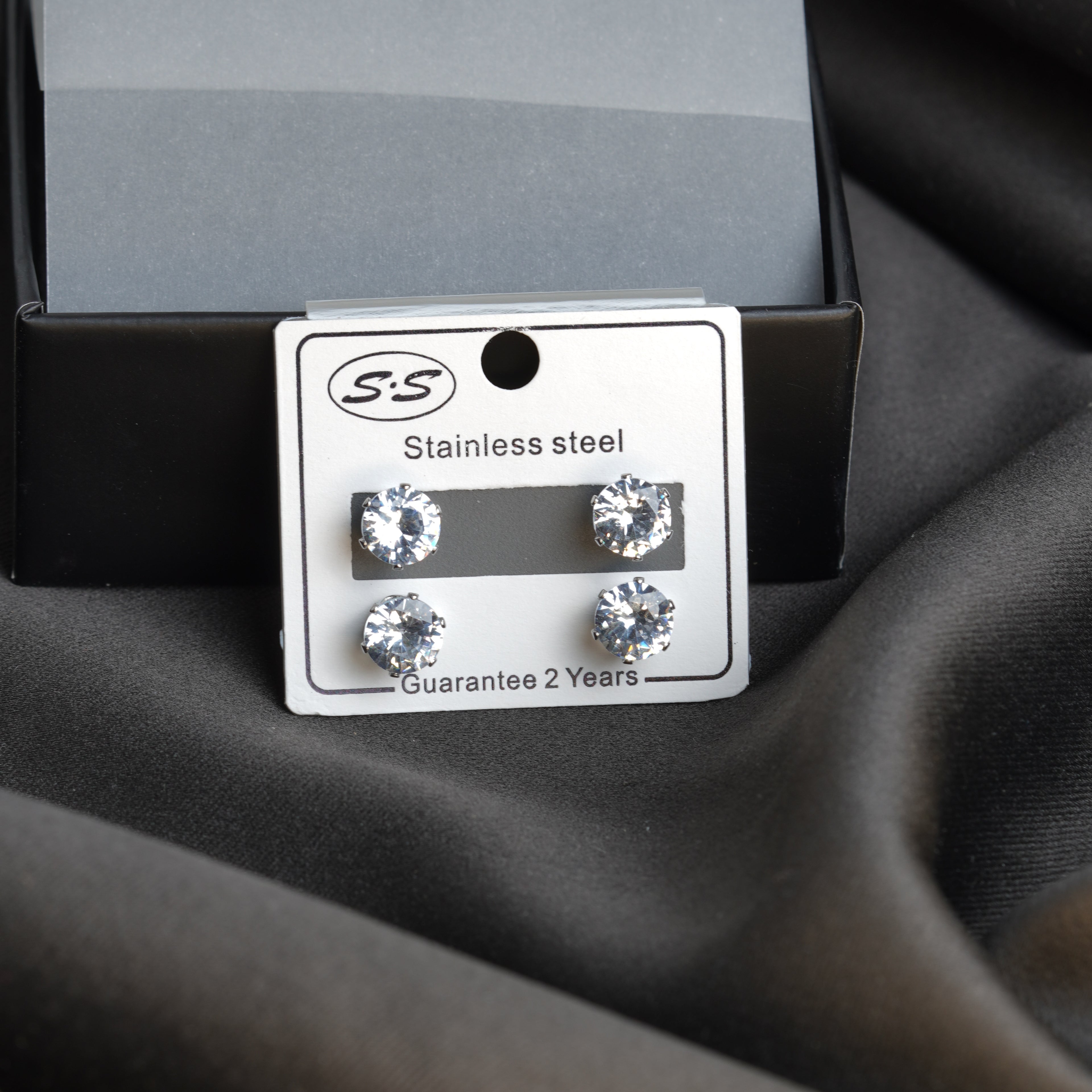 Twin 8mm Cuban Zircon Stud Earrings Set