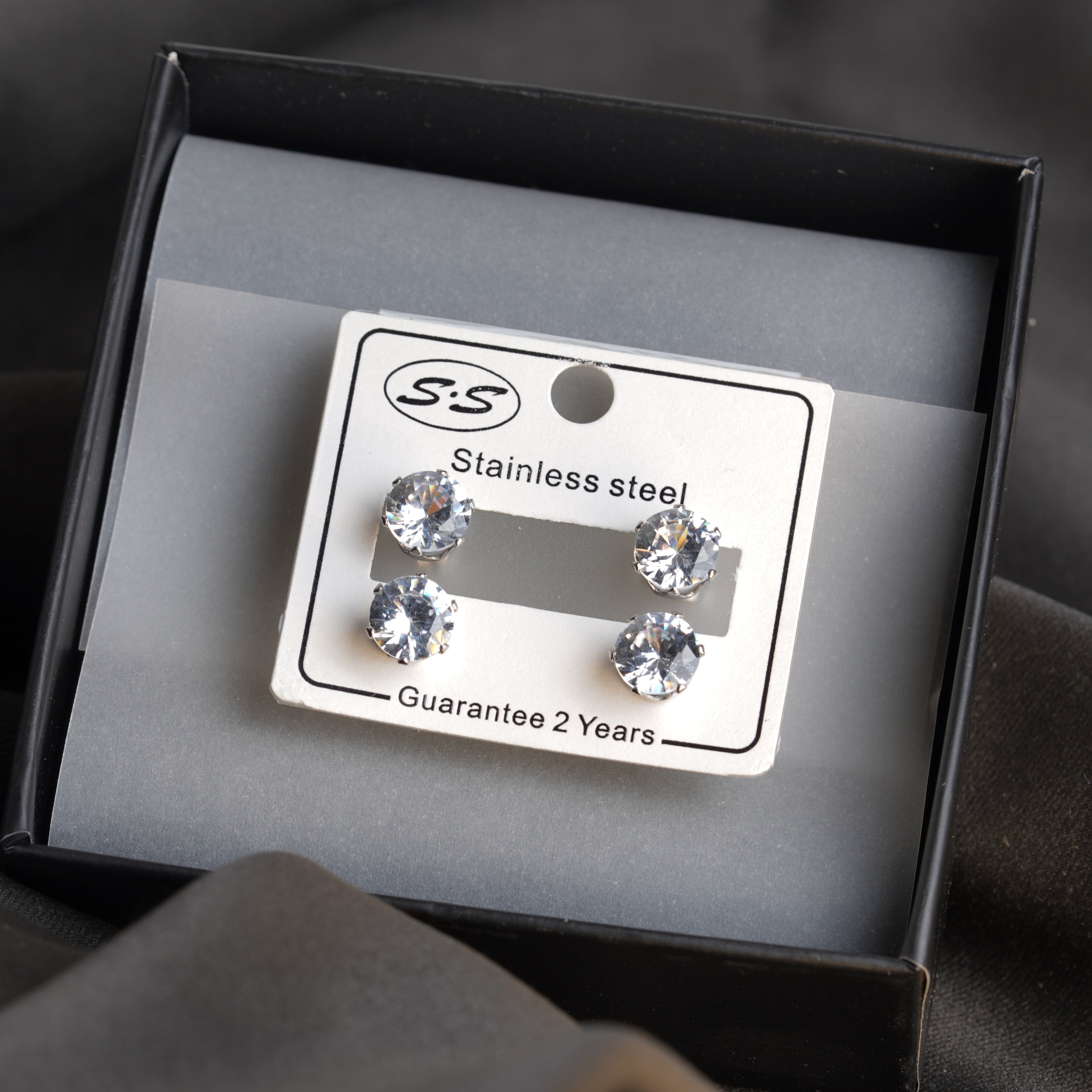 Twin 8mm Cuban Zircon Stud Earrings Set