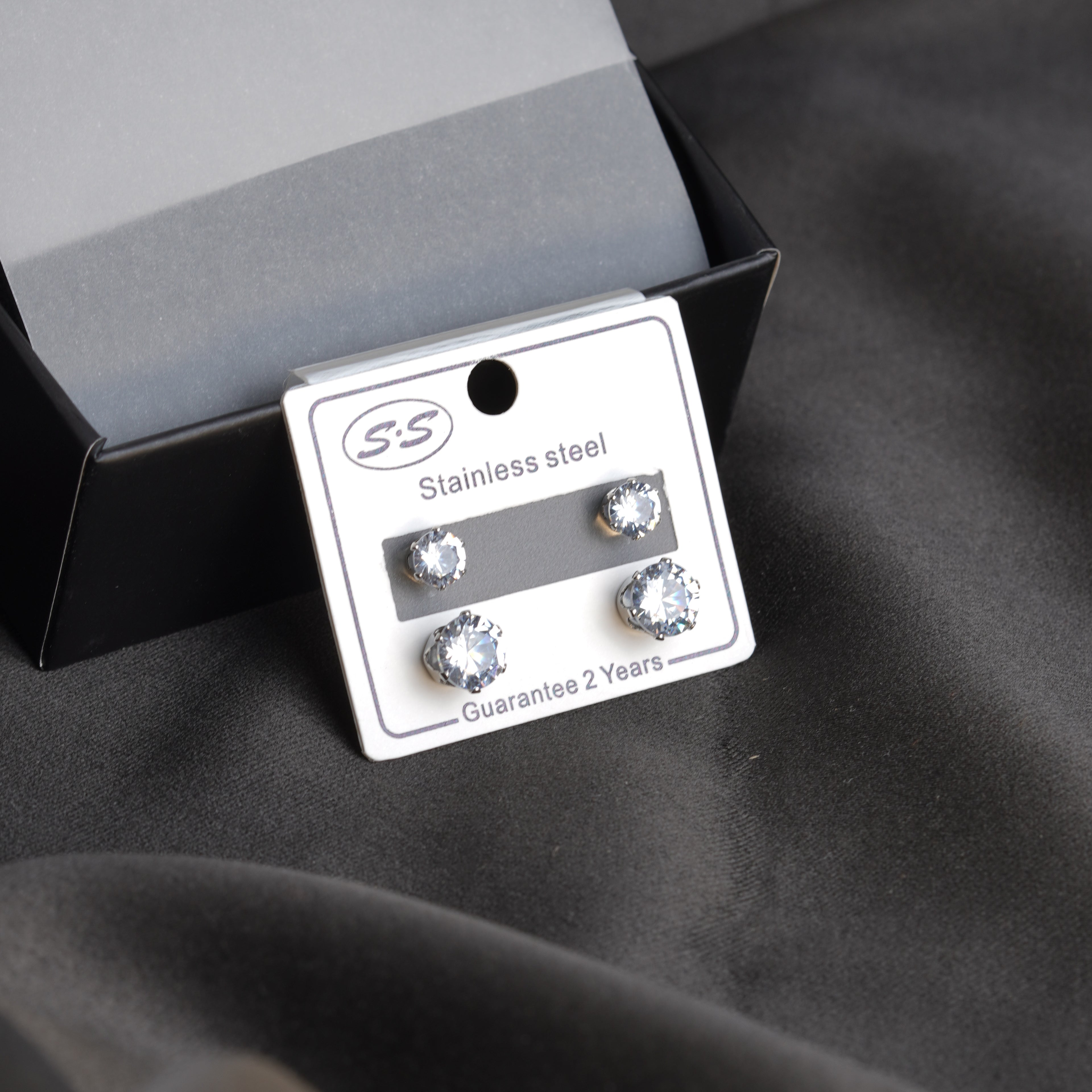 Classic Cuban Zircon Stud Earrings (6mm & 8mm Set)