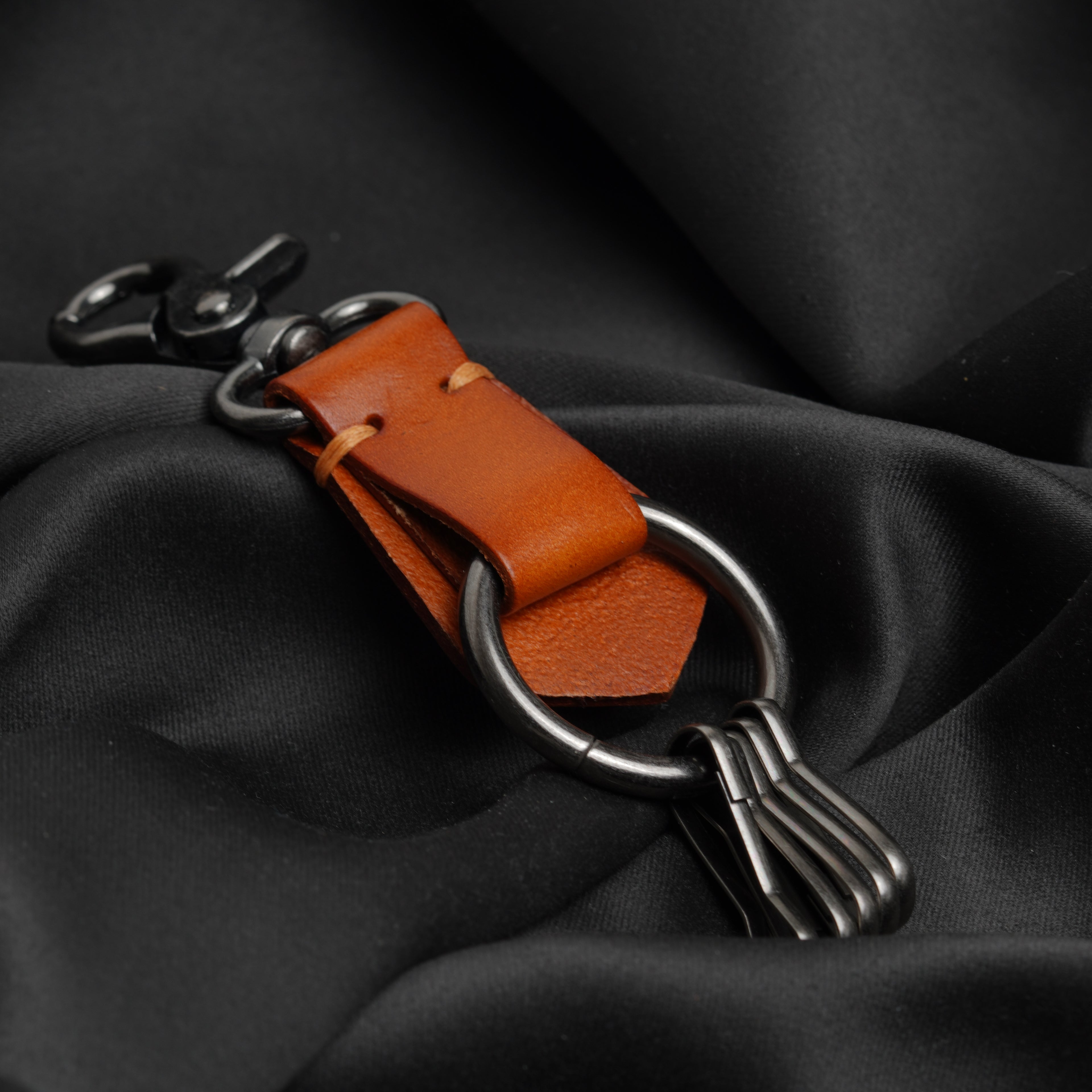 Crucifix Noir Leather Keychain ( Vintage Brown )