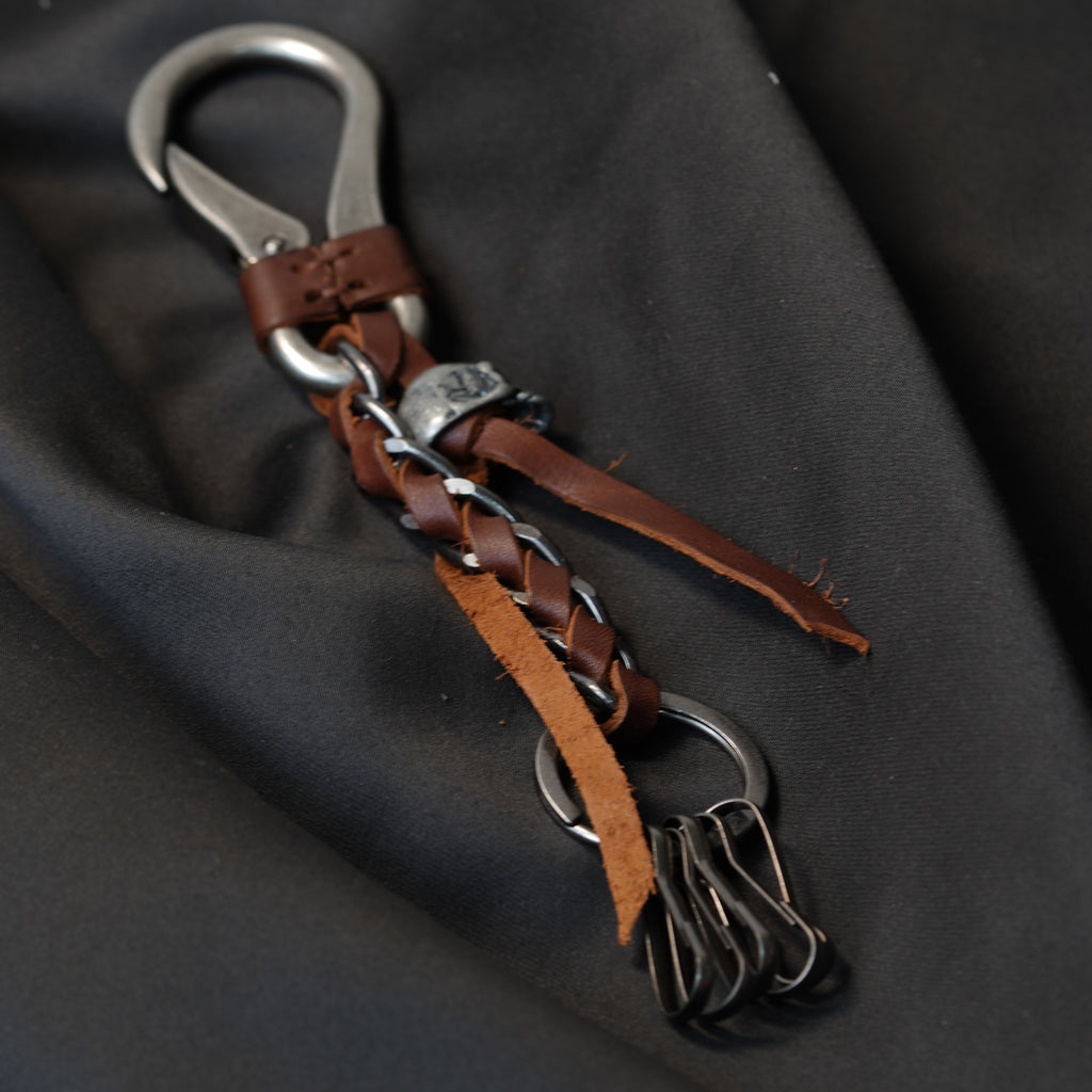 Shadow Bone Pure Leather Keychain (Brown)