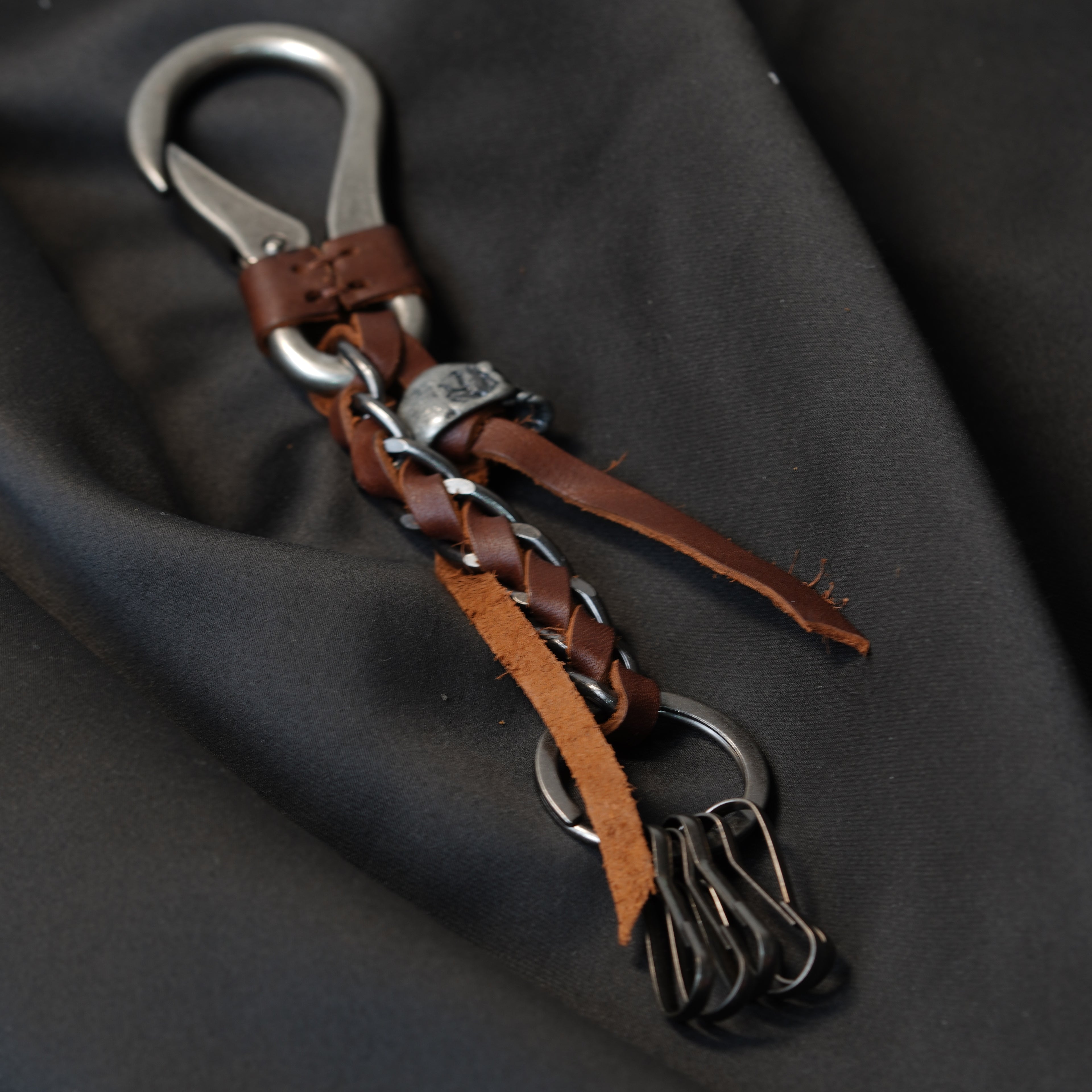 Shadow Bone Pure Leather Keychain (Brown)