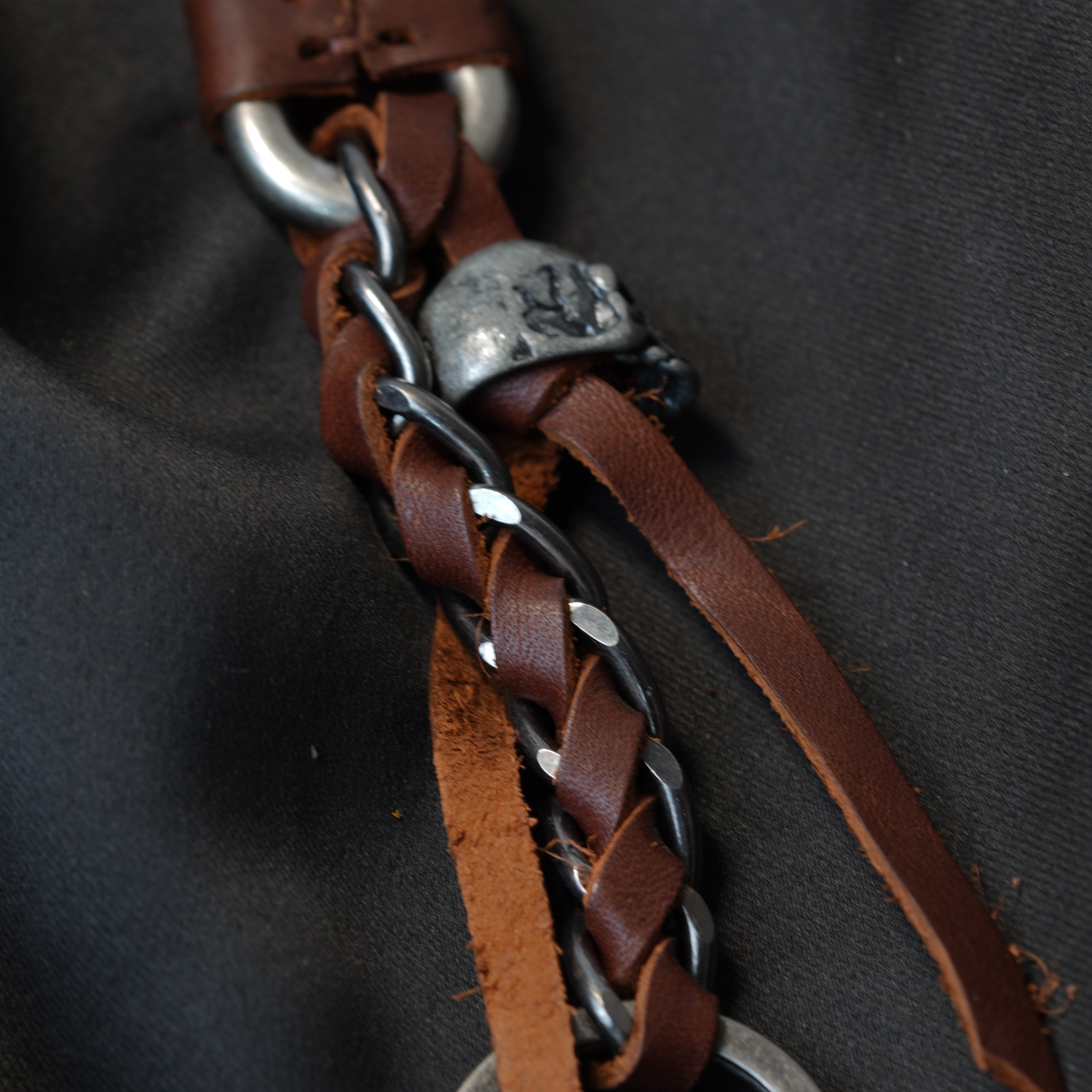 Shadow Bone Pure Leather Keychain (Brown)