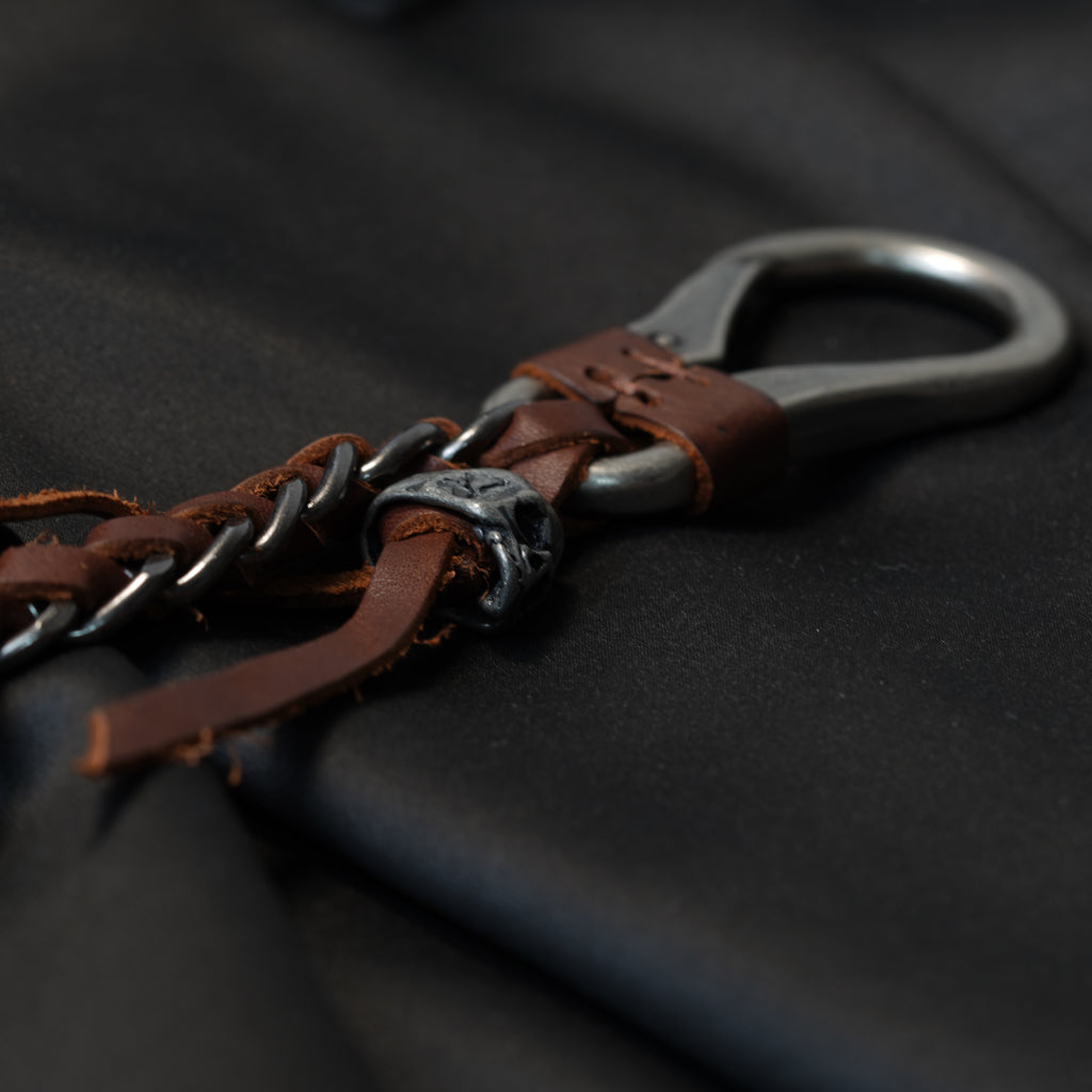 Shadow Bone Pure Leather Keychain (Brown)