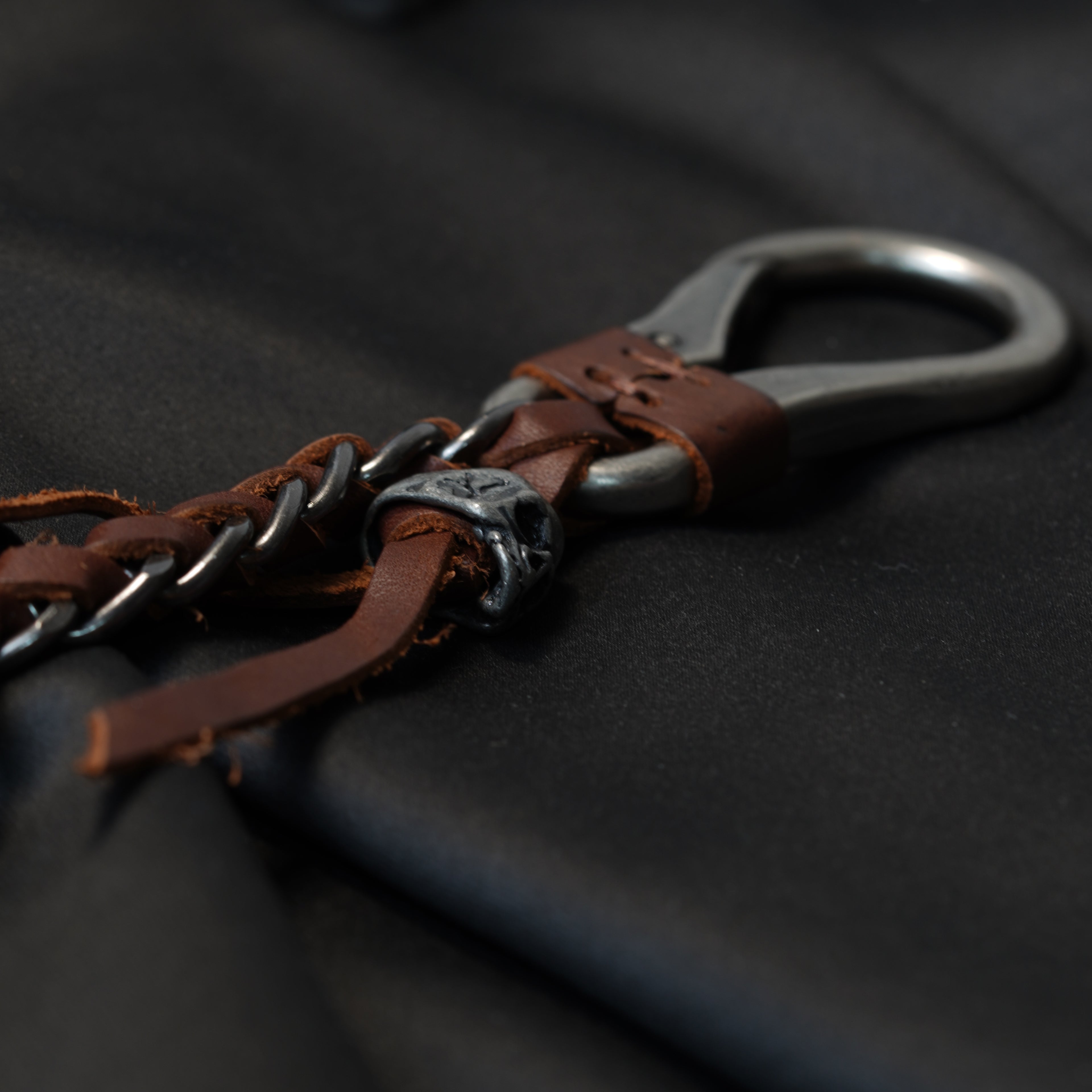 Shadow Bone Pure Leather Keychain (Brown)