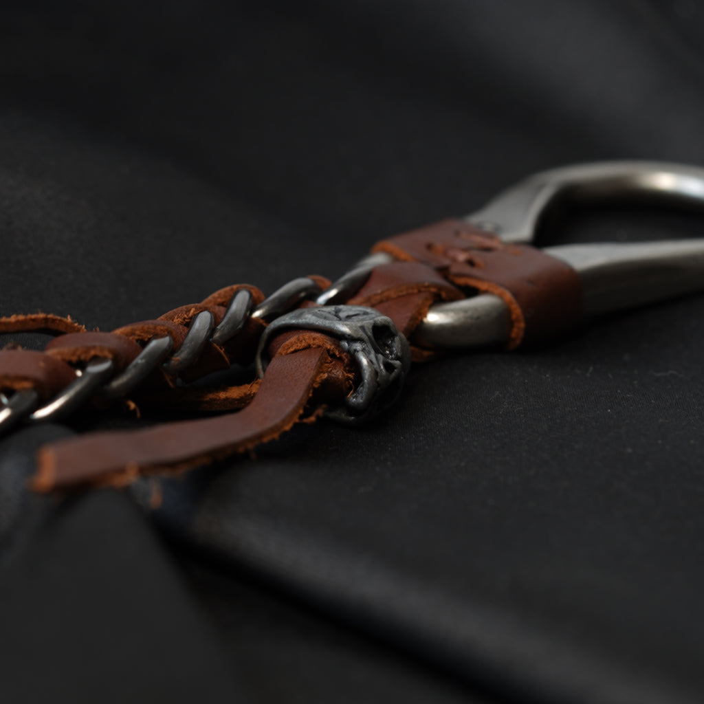 Shadow Bone Pure Leather Keychain (Brown)