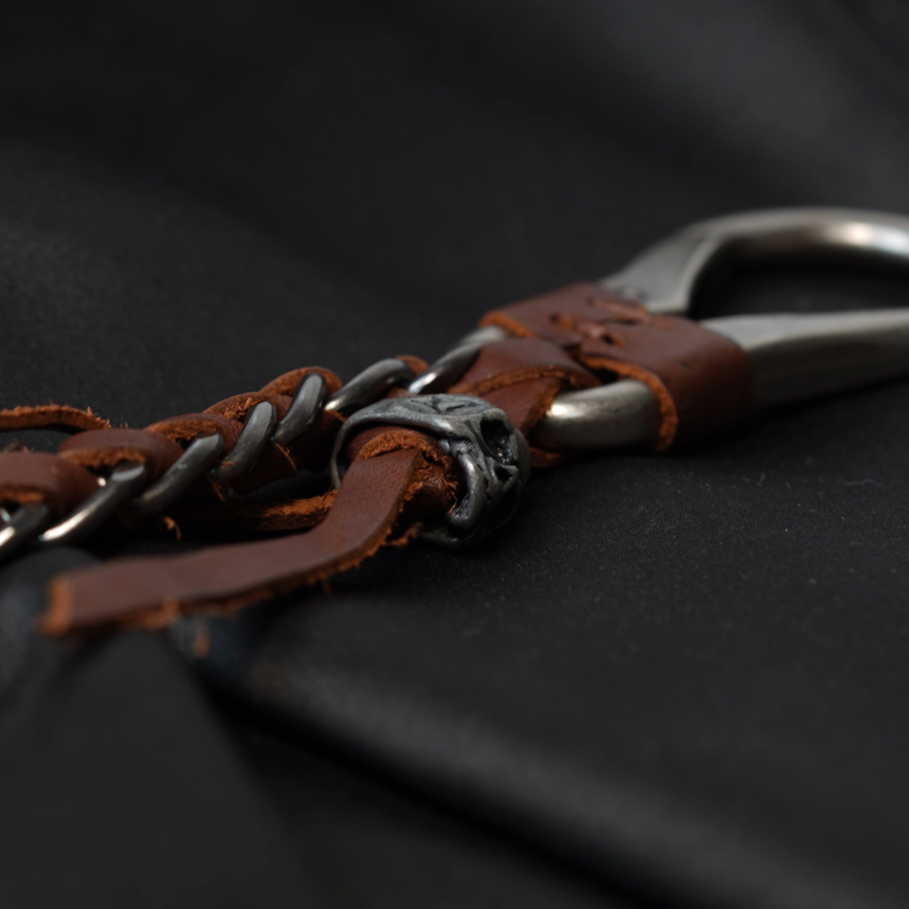 Shadow Bone Pure Leather Keychain (Brown)