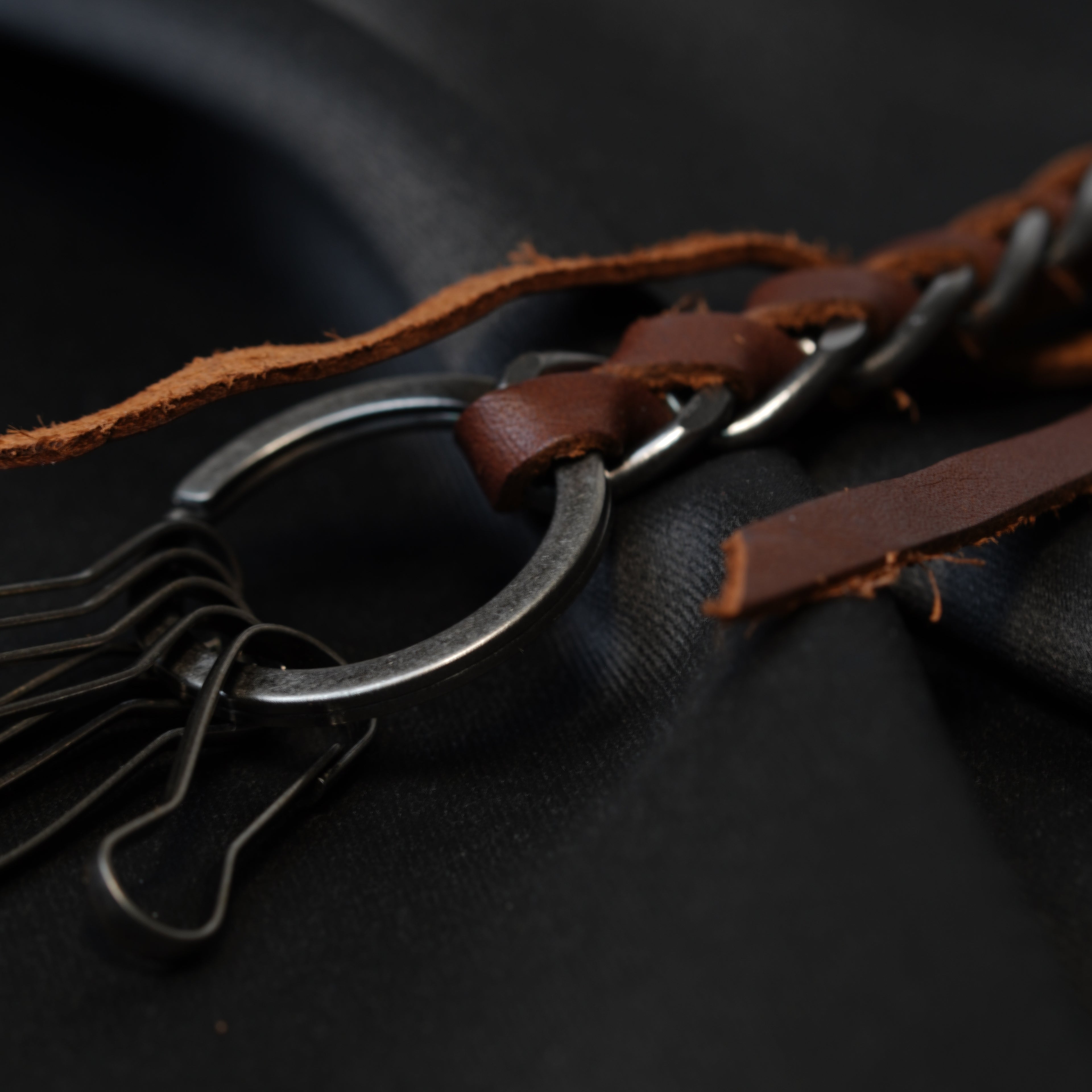 Shadow Bone Pure Leather Keychain (Brown)
