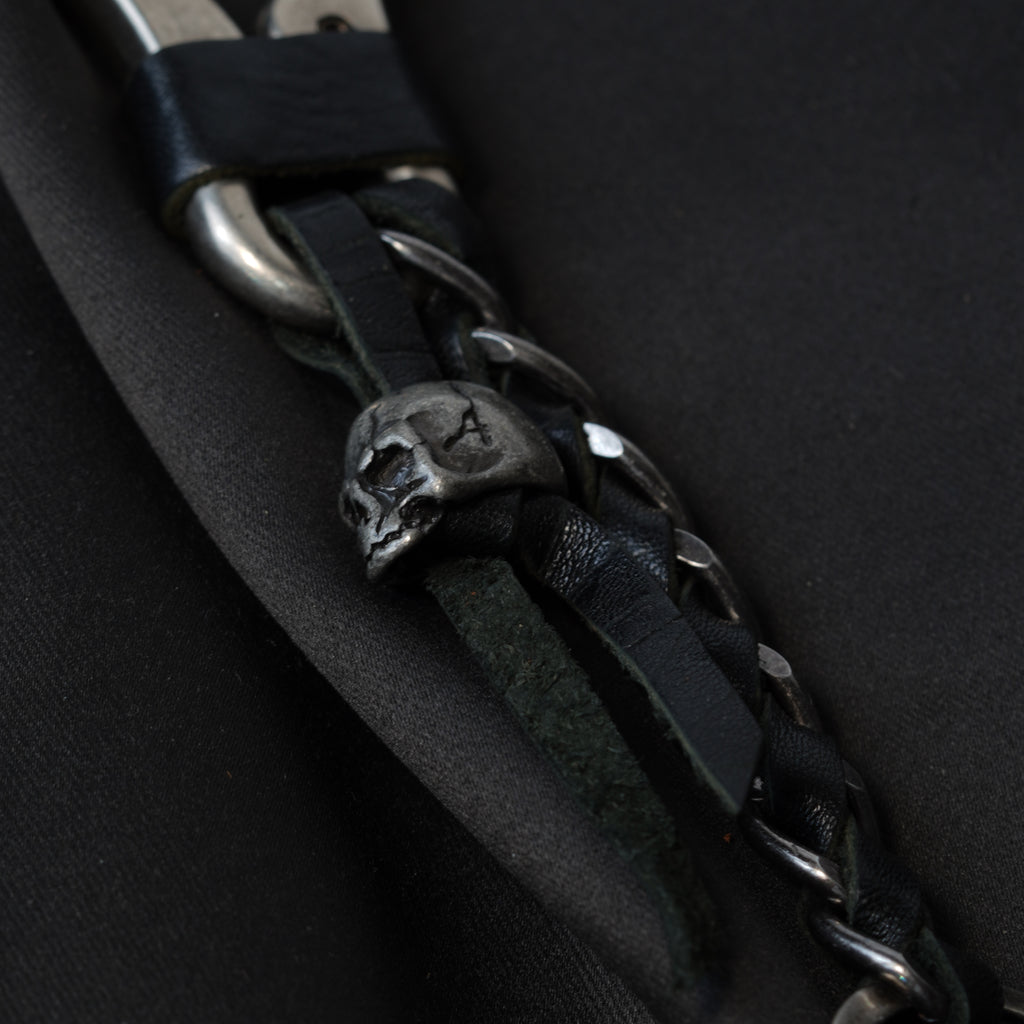Shadow Bone Pure Leather Keychain (Black)