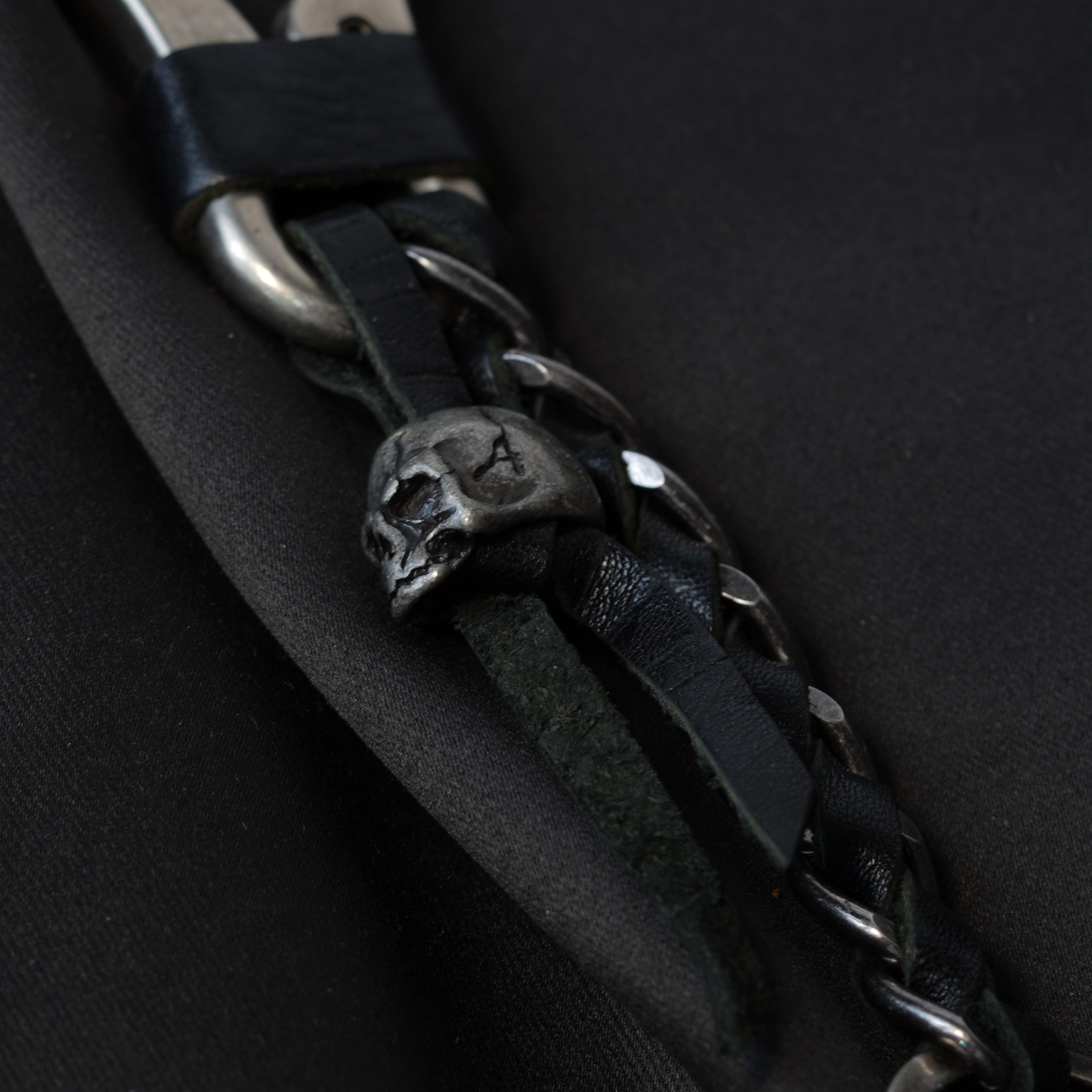 Shadow Bone Pure Leather Keychain (Black)