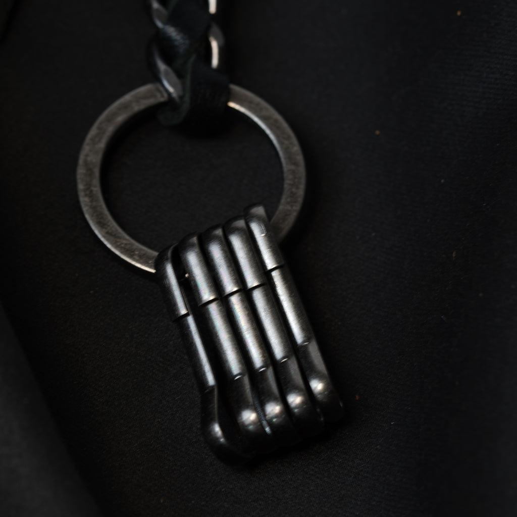 Shadow Bone Pure Leather Keychain (Black)