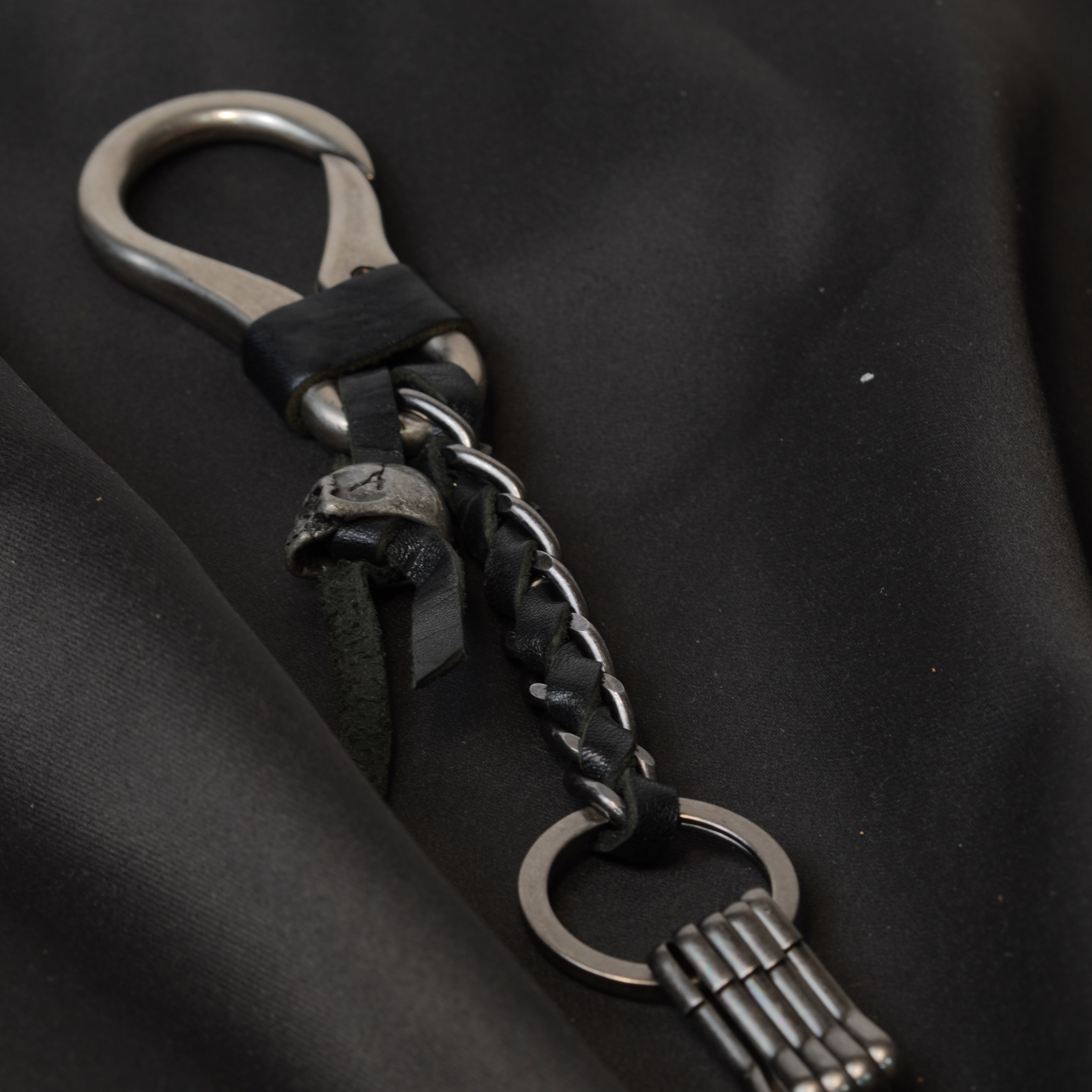 Shadow Bone Pure Leather Keychain (Black)