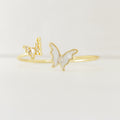 Dual Butterfly Pearl Inlay Gold Bracelet