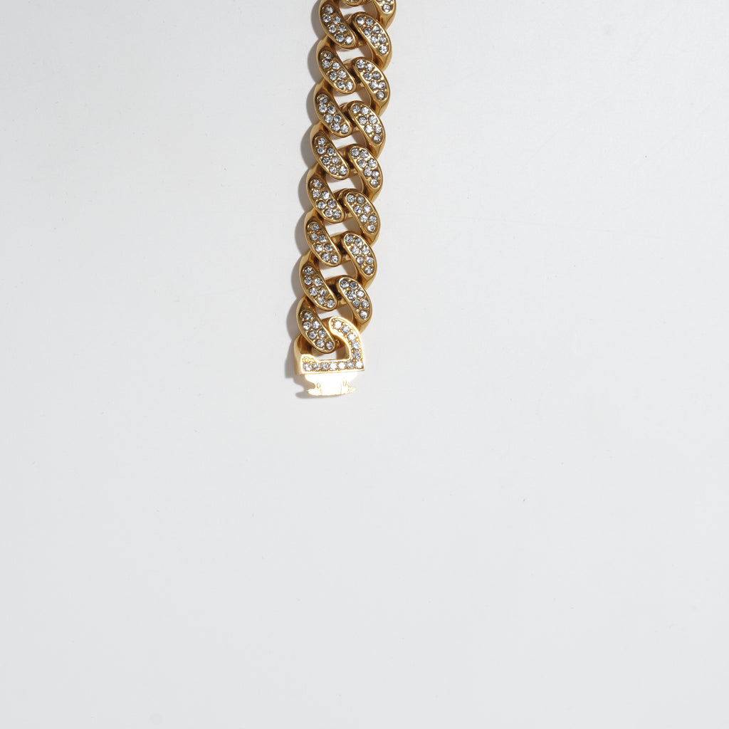 Iced-out Stainless steel Cuban link chain for men's with zirconia diamond started.