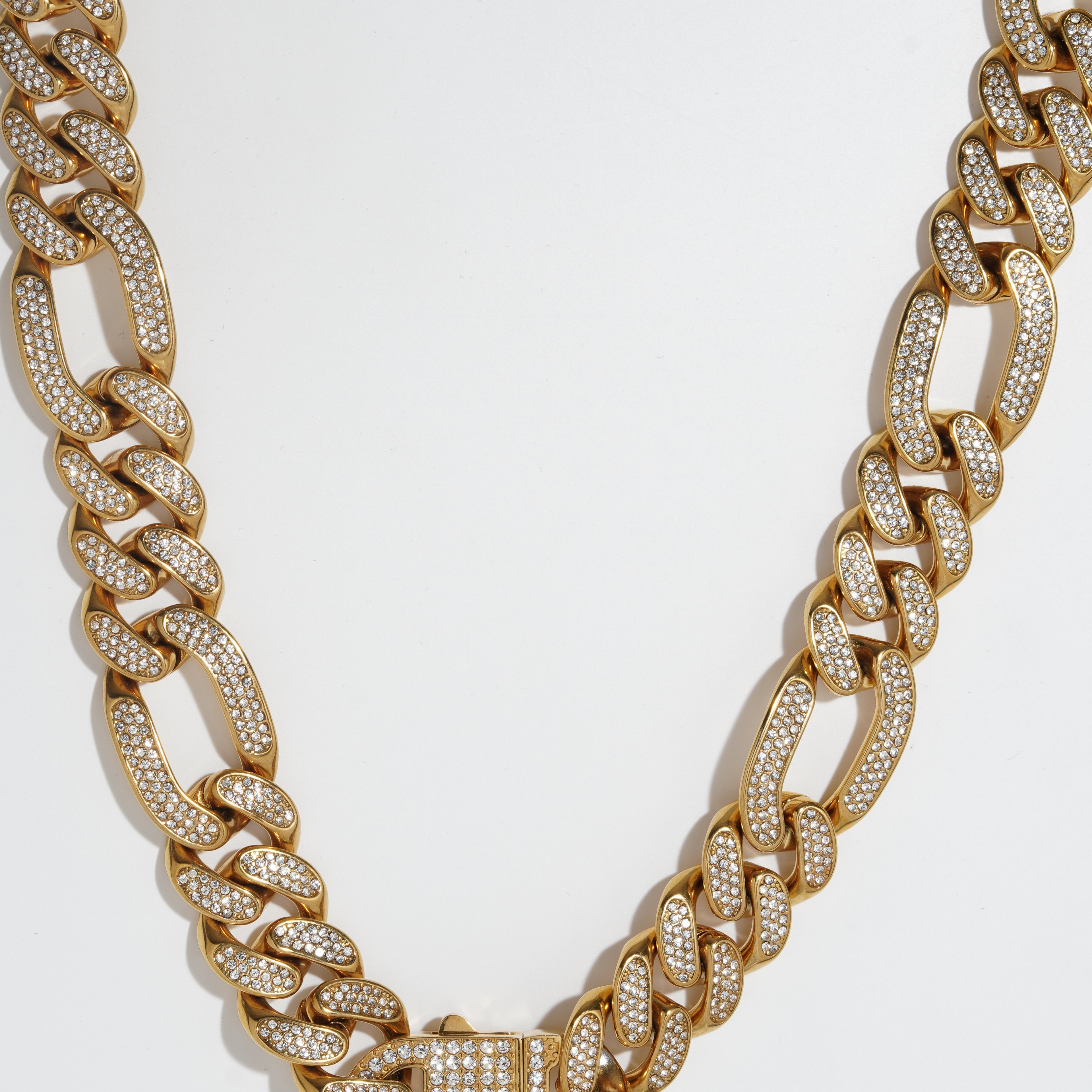 Bold Stainless steel Cuban link chain for men's with zirconia diamond started.