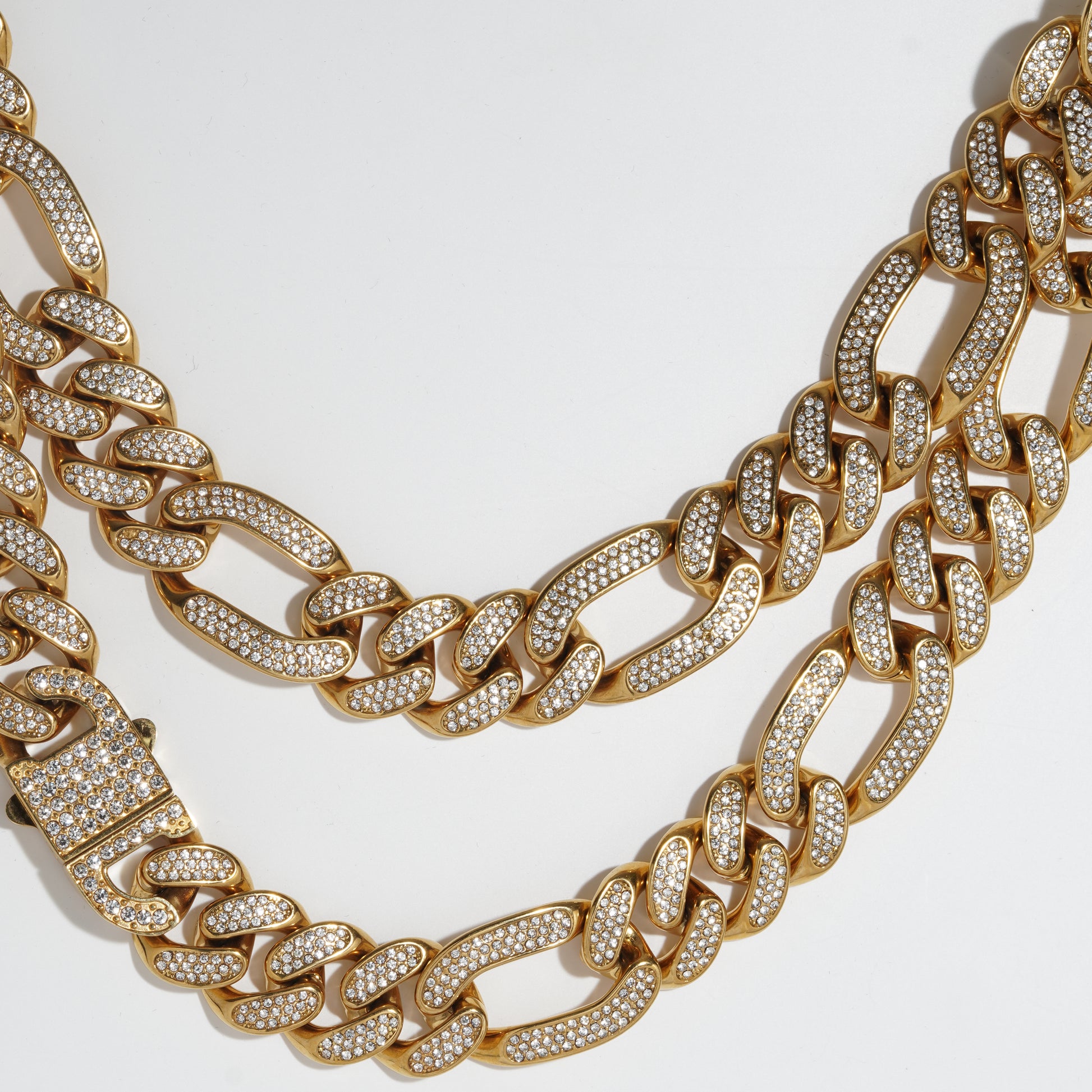 Bold Stainless steel Cuban link chain for men's with zirconia diamond started.