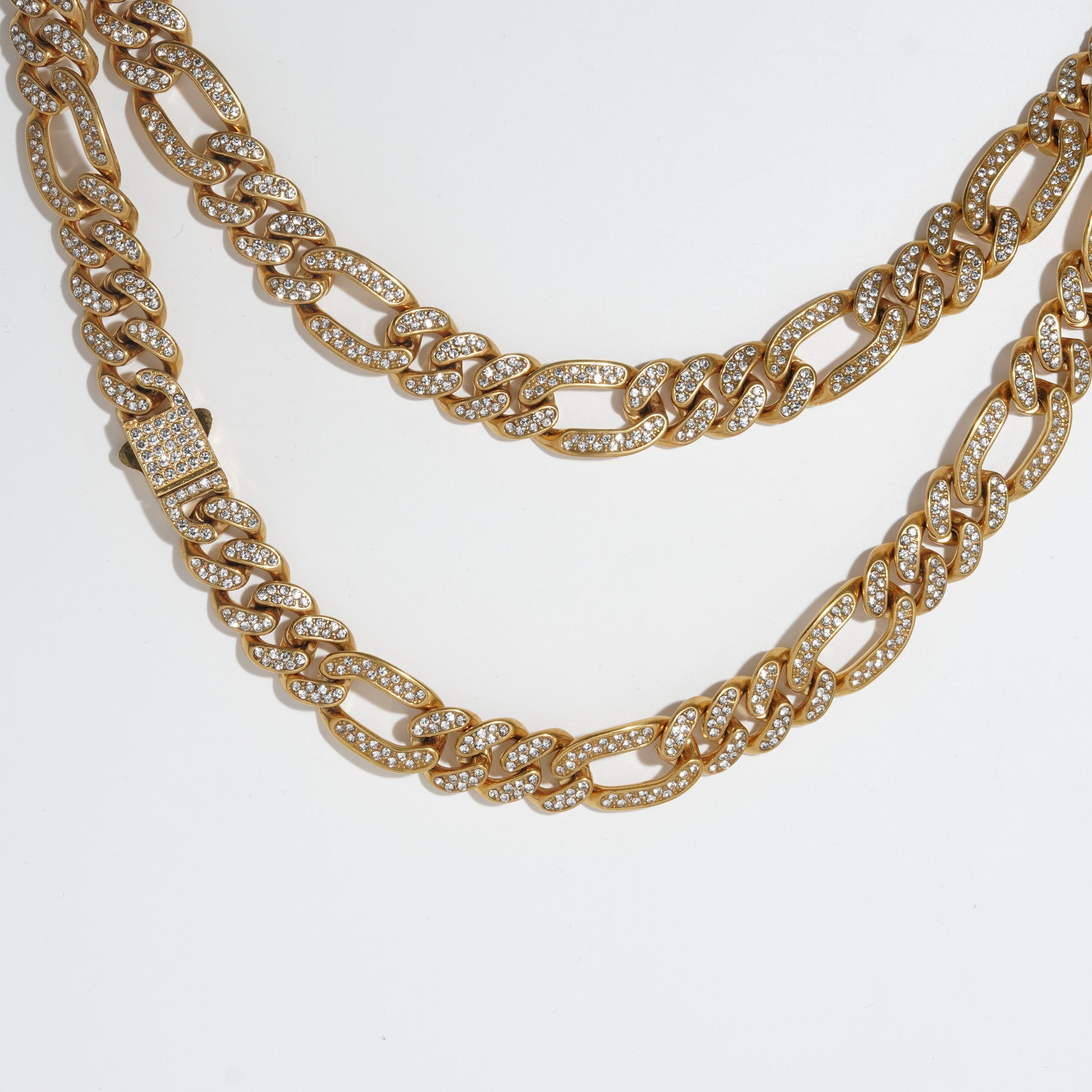 Bold Stainless steel Cuban link chain for men's with zirconia diamond started.