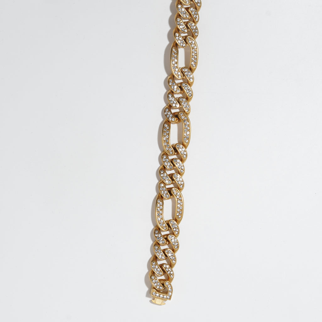 Sleek Stainless steel Cuban link chain for men's with zirconia diamond started.
