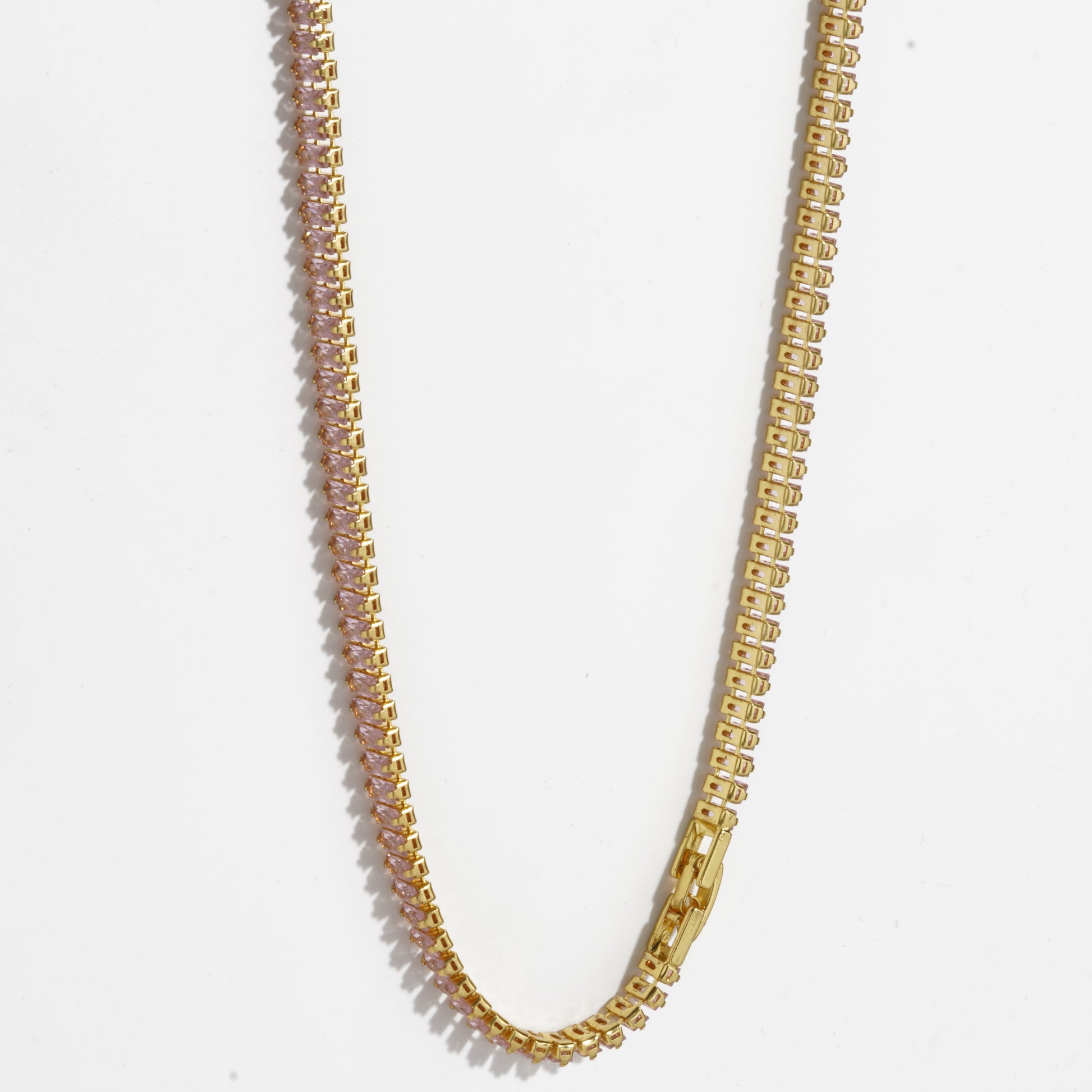 Pink Diamond silver Unisex Tennis Chain
