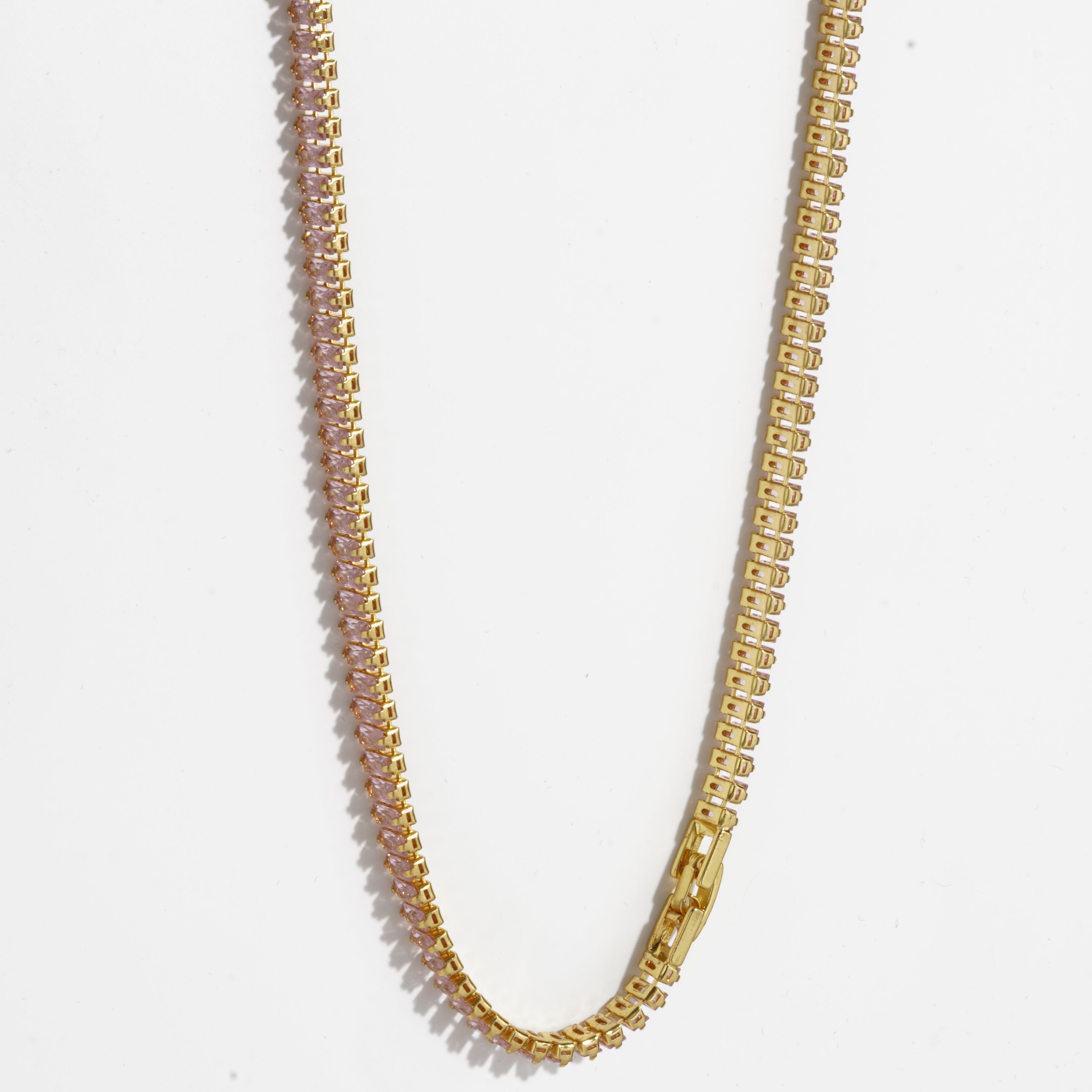Pink Diamond silver Unisex Tennis Chain