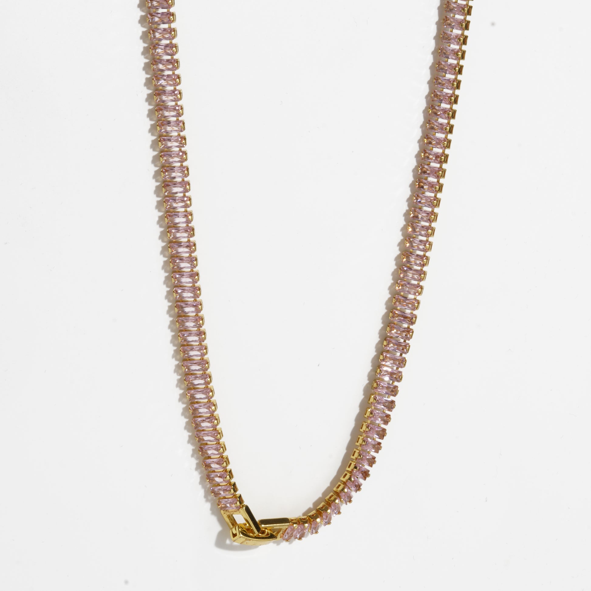 Pink Diamond silver Unisex Tennis Chain
