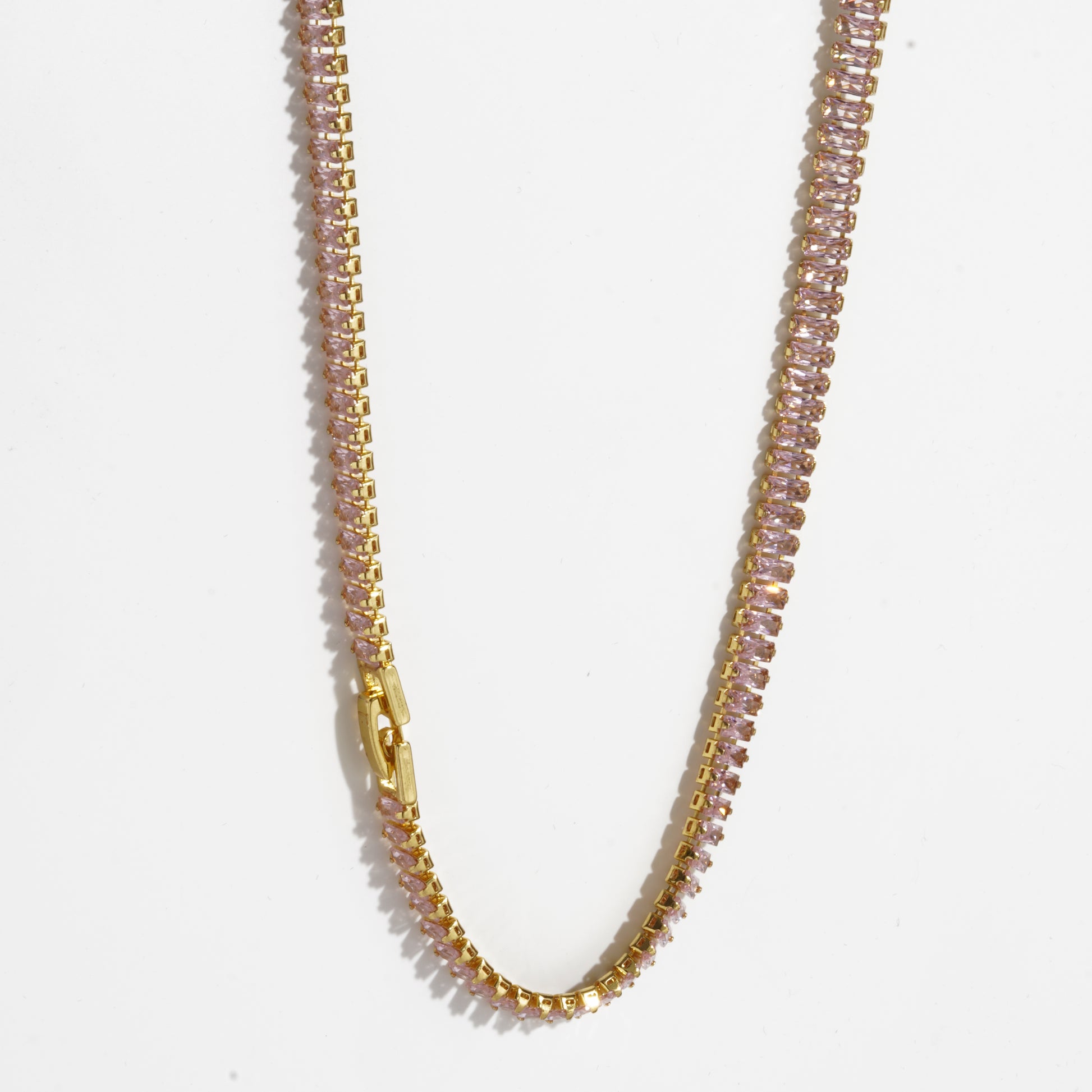 Pink Diamond silver Unisex Tennis Chain